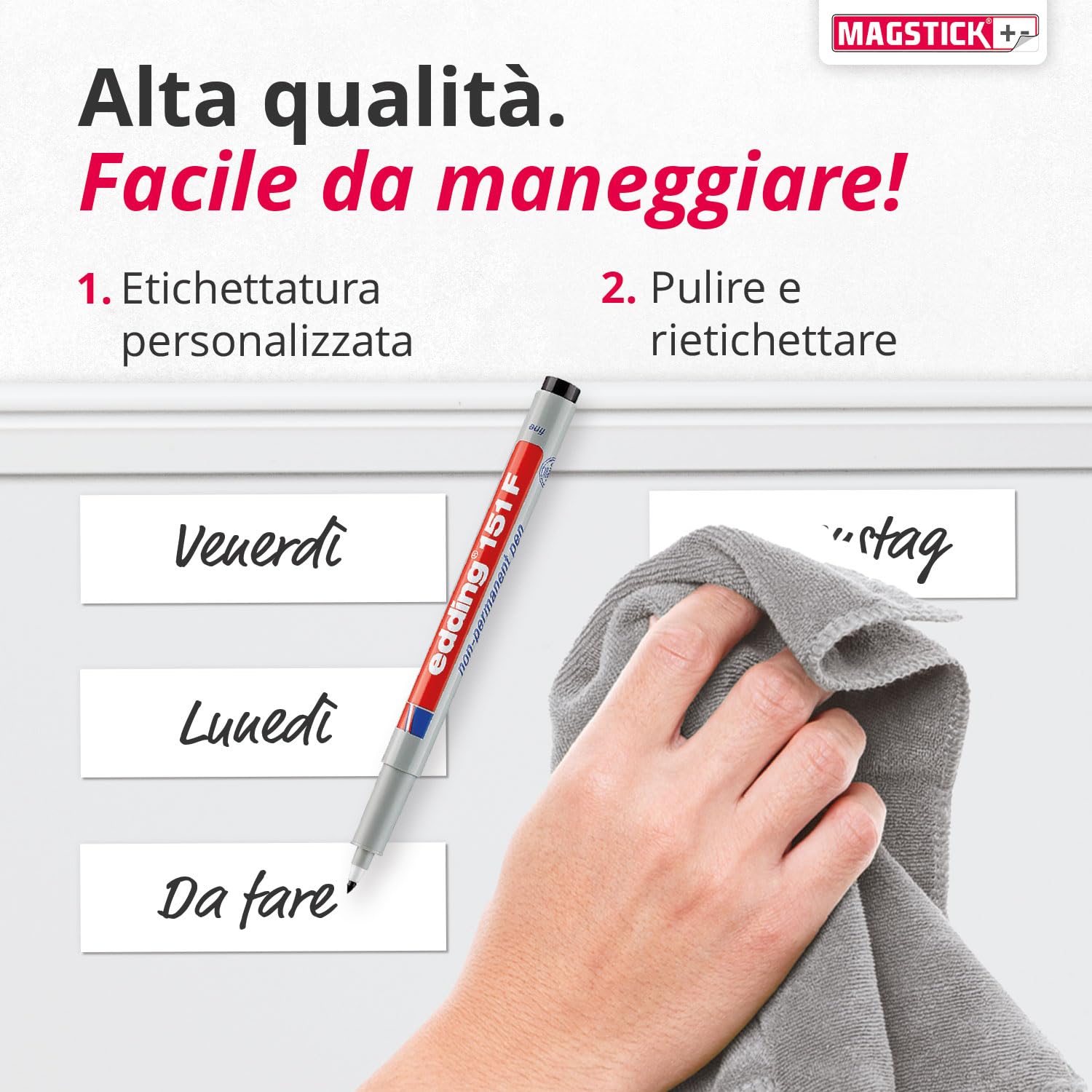 Strisce Magnetiche Scrivibili - 50 Pezzi 10x3 Cm Per Lavagna, Kanban, Ufficio - Foto 4