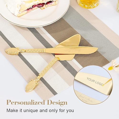 Miniatura 10 de Juego de corte de pasteles para boda, juego de cuchillos y servidores dorados personalizados, juego de servir pastel de pastelería grabado, cortador