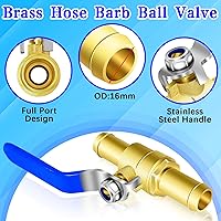 Vista 2 de Kit de válvula de cierre de púas de latón, válvula en línea de 58 pulgadas para mangueras de calentador, 2 abrazaderas de acero inoxidable