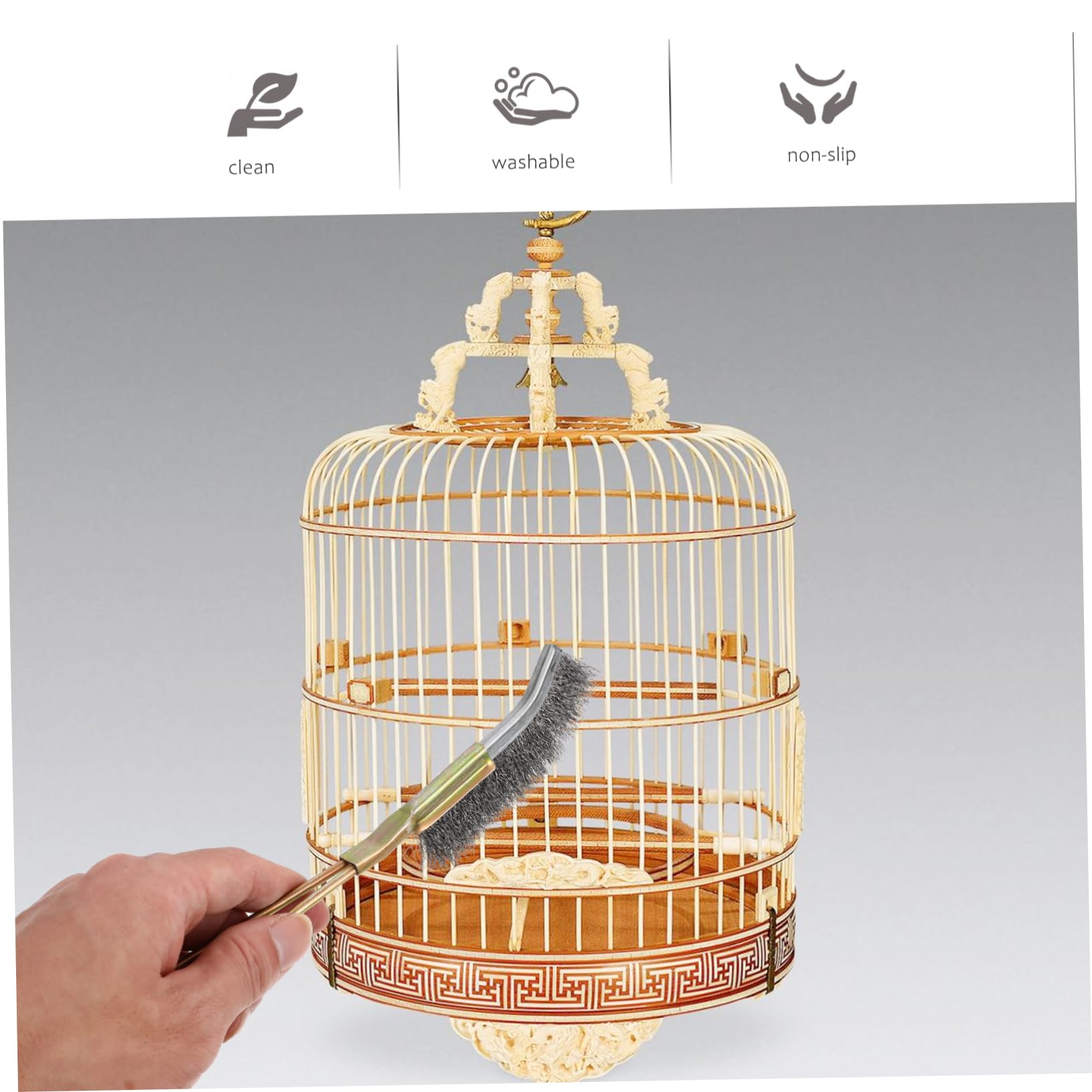 SUPVOX Birdcage Cleaning Tool Wire Brush Cleaner Long Handle Parrot Accessory Bird Poop Brush for Pet Owner