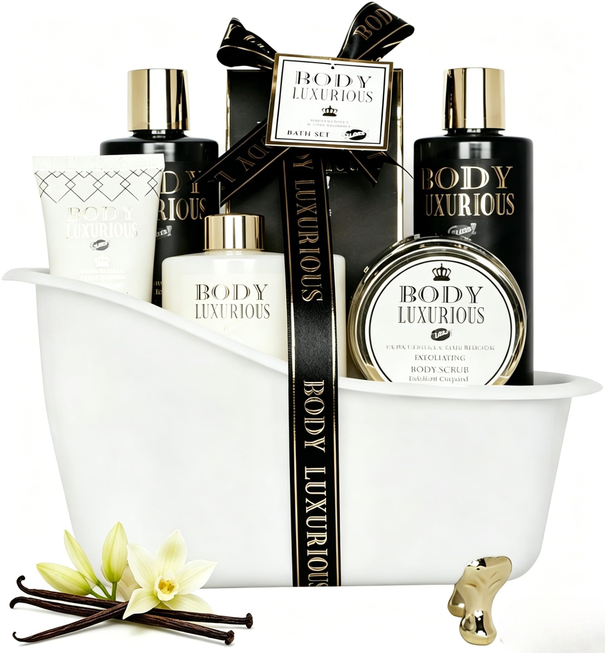 GLOSS ! Set de baño BODY LUXURIOUS – Set de belleza para mujer – Cesta de bienestar - Set de regalo para cumpleaños, Navidad, maestra, Día de la Madre - BAIGNOIRE