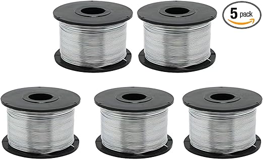 5 Rolls Stainless Steel Rebar Tie Coil, 1/32" 0.8mm 360FT, Automatic Rebar Tie Wire Twister