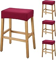 Vista 64 de YISUN Fundas de taburete rectangulares, paquete de 2 fundas elásticas impermeables para asiento de silla de montar, taburetes de bar, sillas de bar