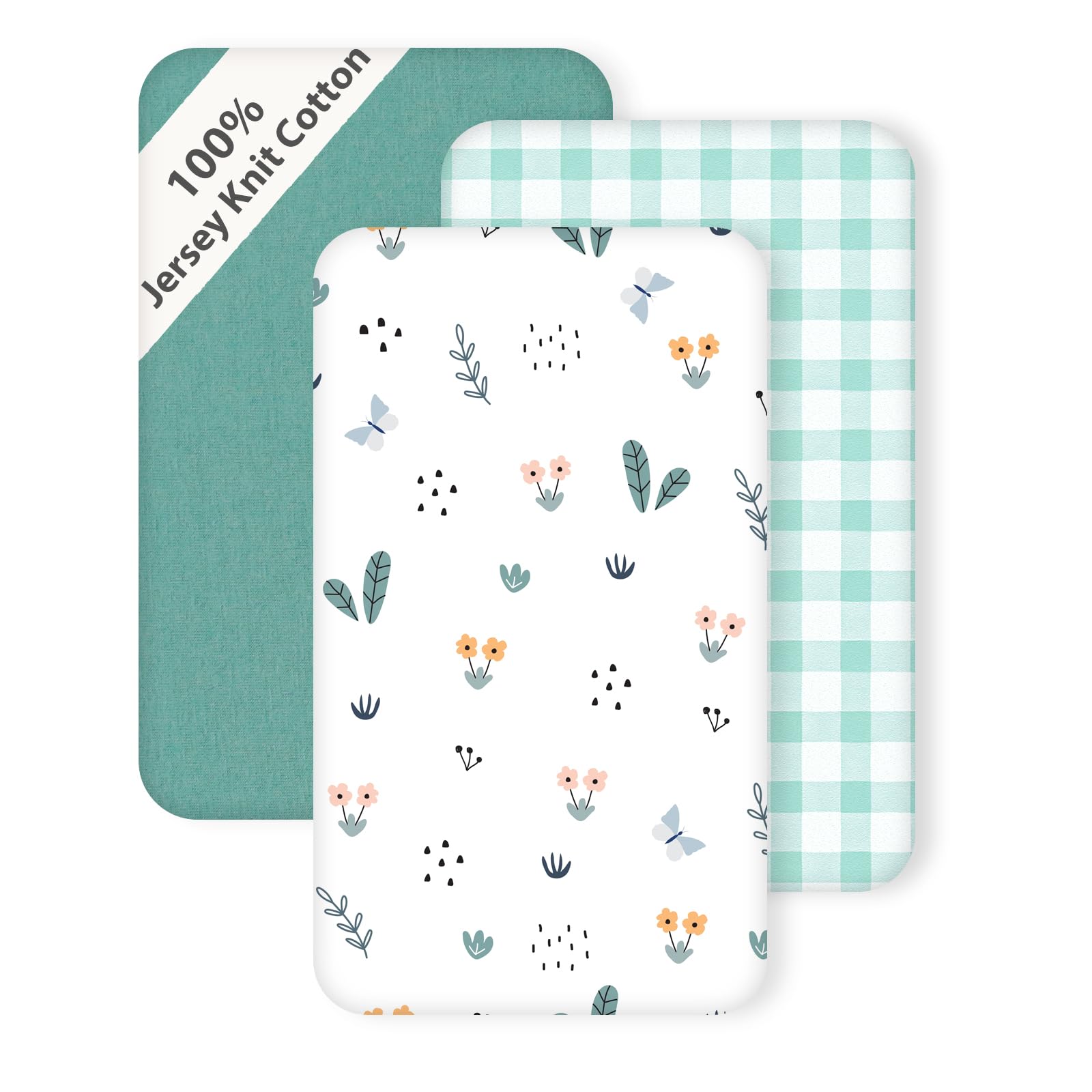 3 Pack Cotton Bassinet Sheets - 33"x20" for Semphis, Koolerthings, KOOLABABY, NeoBorn, Kiniew, and Cowiewie Baby Bassinet, Ultra Soft & Skin Friendly