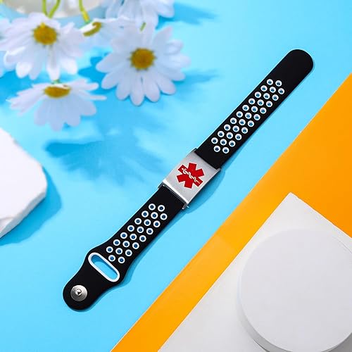 Miniatura 3 de Pulsera de alerta médica personalizada para mujeres y hombres, pulseras de identificación médica deportiva de silicona con grabado gratuito, pulsera