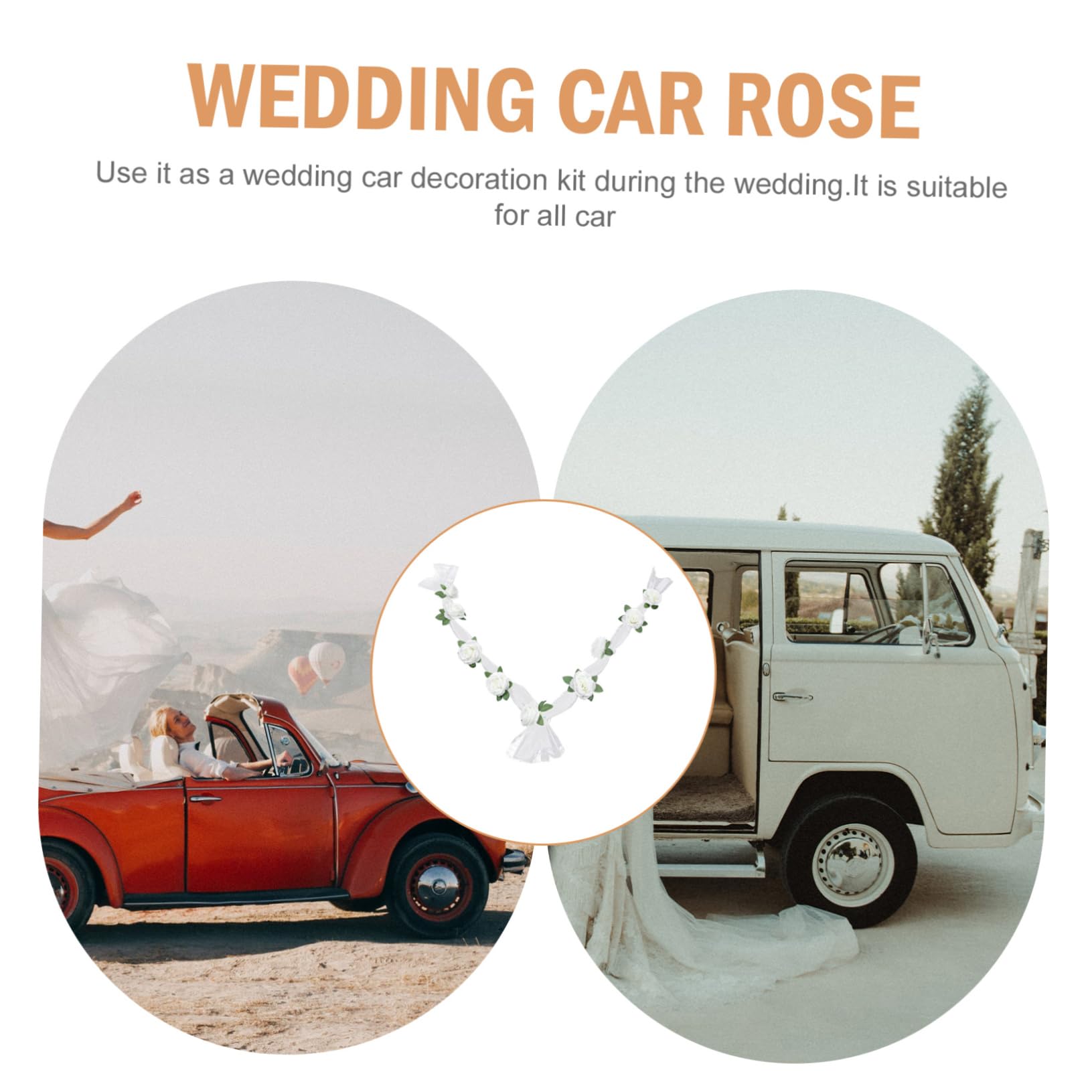 Cabilock 3sätze Dekorative Hochzeitsauto-deko Mit Kunstblumen Weiße Rosen Mit Girlande Für Romantische Hochzeitsdekoration Für Autoschmuck Hochzeitsfeiern Und Zuhause
