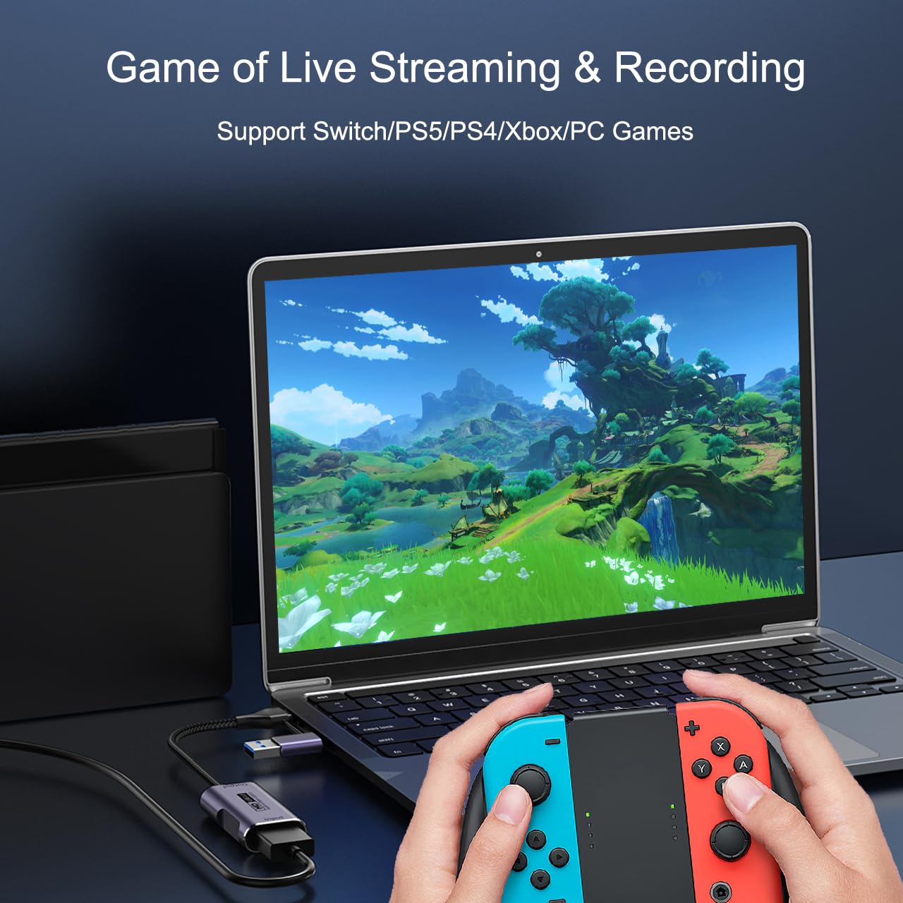 Tarjeta de captura de video 4K HDMI a USB-A/USB-C Tarjeta de captura Full HD 1080P 60FPS USB 3.0 Captura video y grabación de audio para juegos, transmisión, enseñanza, videoconferencia