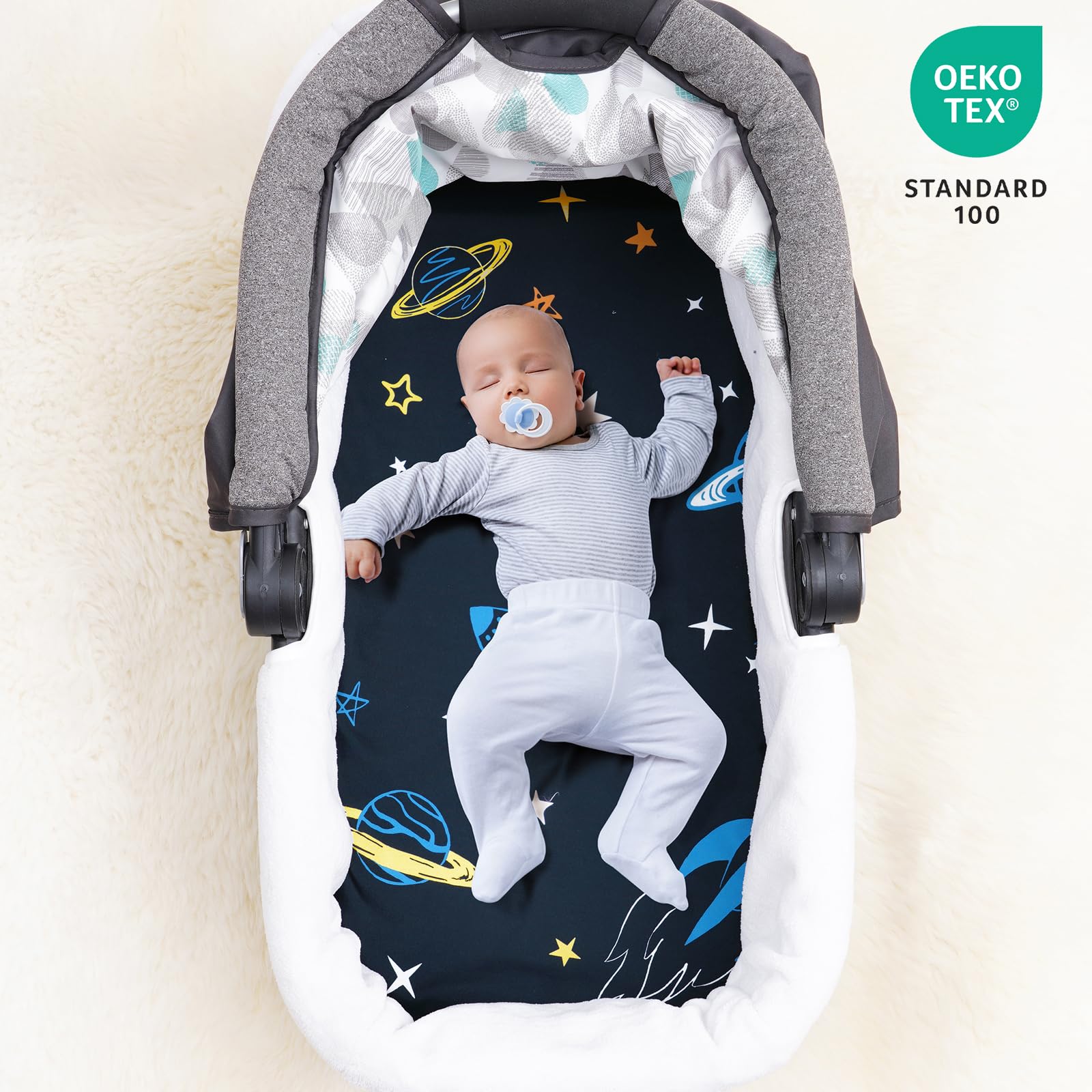 david's kids 3 Pack Bassinet Sheets, Ultra Soft Breathable Comfortable Baby Sheet Set for Boys Girls Neutral, Univeral Fit for Most Cradle and Bassinet Mattress, Space