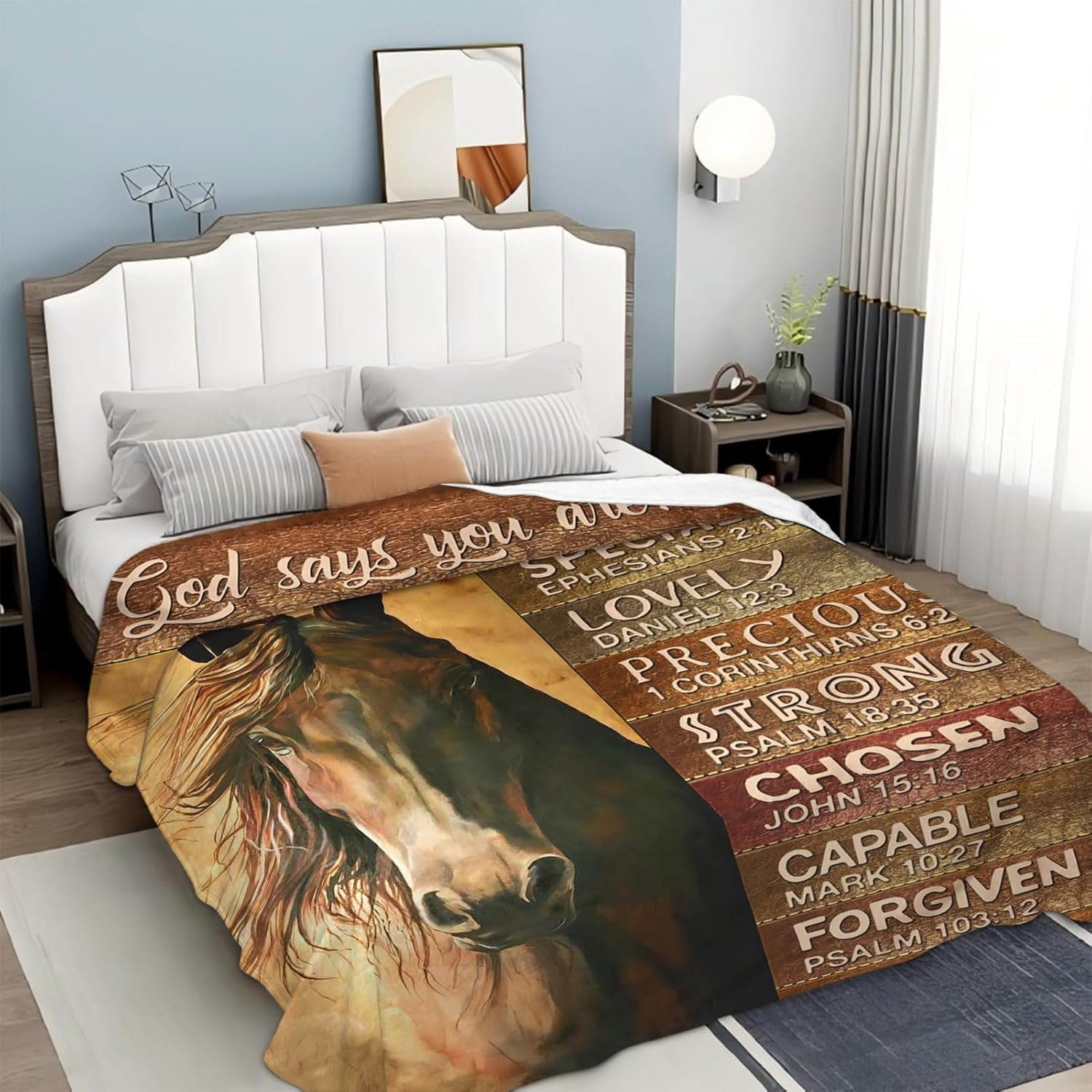 Tijuboni Christian Horse Throw Blanket Horse Gifts for Girls Boys Women Men Kids Adults Soft Flannel Fleece Blanket for Couch Sofa Bed Home Decor 40"x50" - Image 4