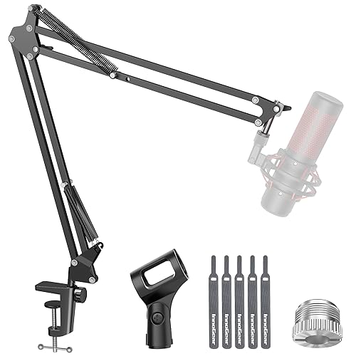 InnoGear Boom Arm Microphone Mic Stand for Blue Yeti HyperX QuadCast SoloCast Snowball Fifine Shure SM7B and other Mic, Large - Large - Black