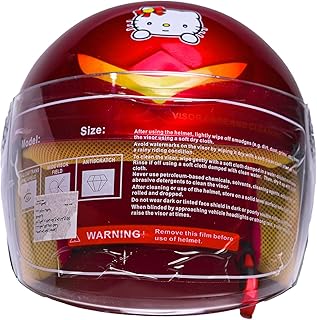 خوذة دراجة نارية للأطفال من يانما، بتصميم شخصية باور رينجرز وبطبعة هالو كيتي، أحمر، مقاس واحد، MC004