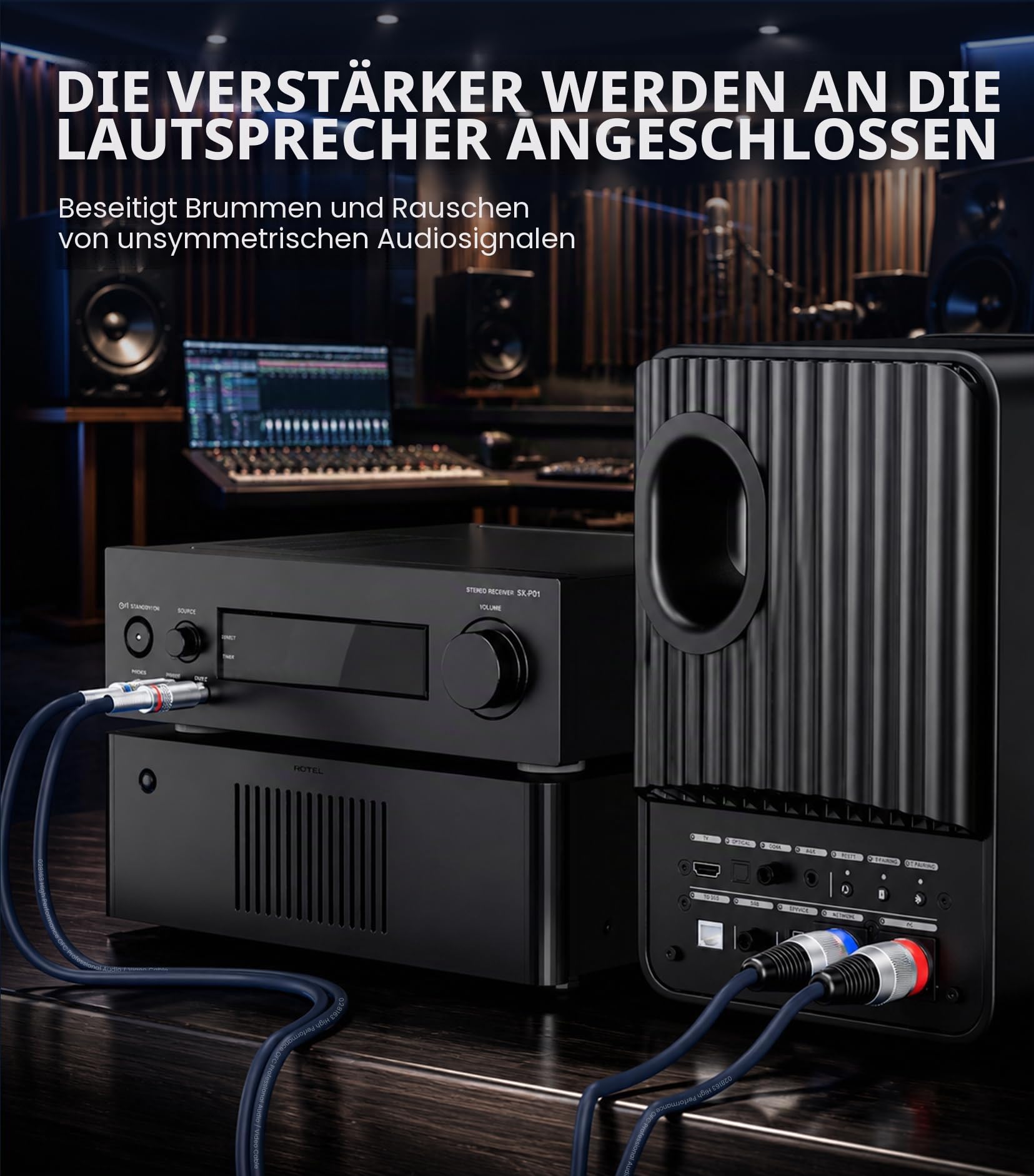 Tisino Doppelte XLR-Buchse auf Cinch-Kabel, Hochleistungskabel, 2 XLR-Buchsen auf 2 Cinch-Stecker, HiFi-Stereo-Audioverbindung, Mikrofonkabel, Drahtkabel- 3m