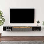 Floating TV Stand, 47'' Wall Mounted Entertainment Center TV Media Console, Floating Shelves with Door, Floating TV Cabinet Large Storage TV Bench for Living Room (White, 47.63IN)