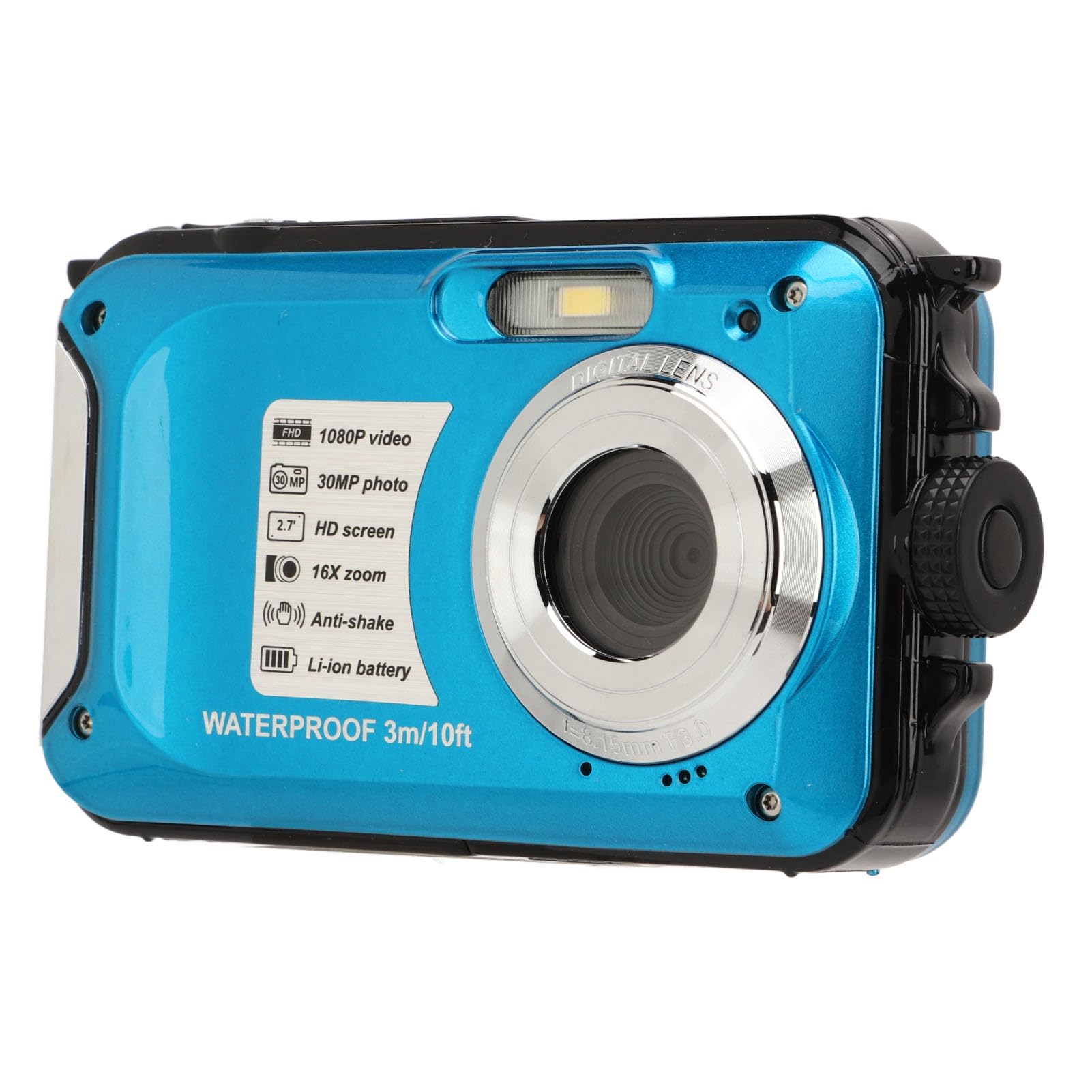 Fotocamera Subacquea, 1080P 30MP con Display LCD Fotocamera Digitale Impermeabile per Campeggio Snorkeling