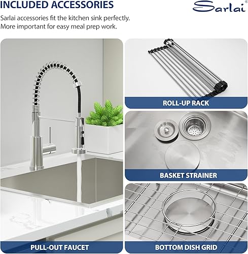Miniatura 40 de Sarlai Fregadero de lavandería de 22 pulgadas de profundidad, fregadero de lavandería de 12 pulgadas de profundidad, fregadero de cocina de acero