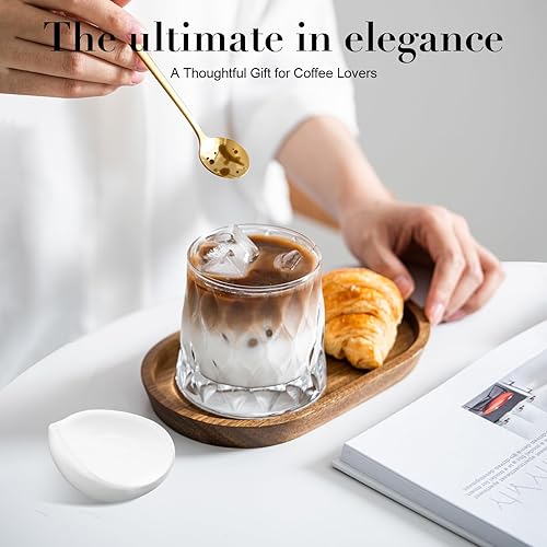 Miniatura 6 de Soporte para cuchara de café de cerámica, pequeño soporte blanco para barra de café, encimera de cocina, utensilios de agitación, elegante mini