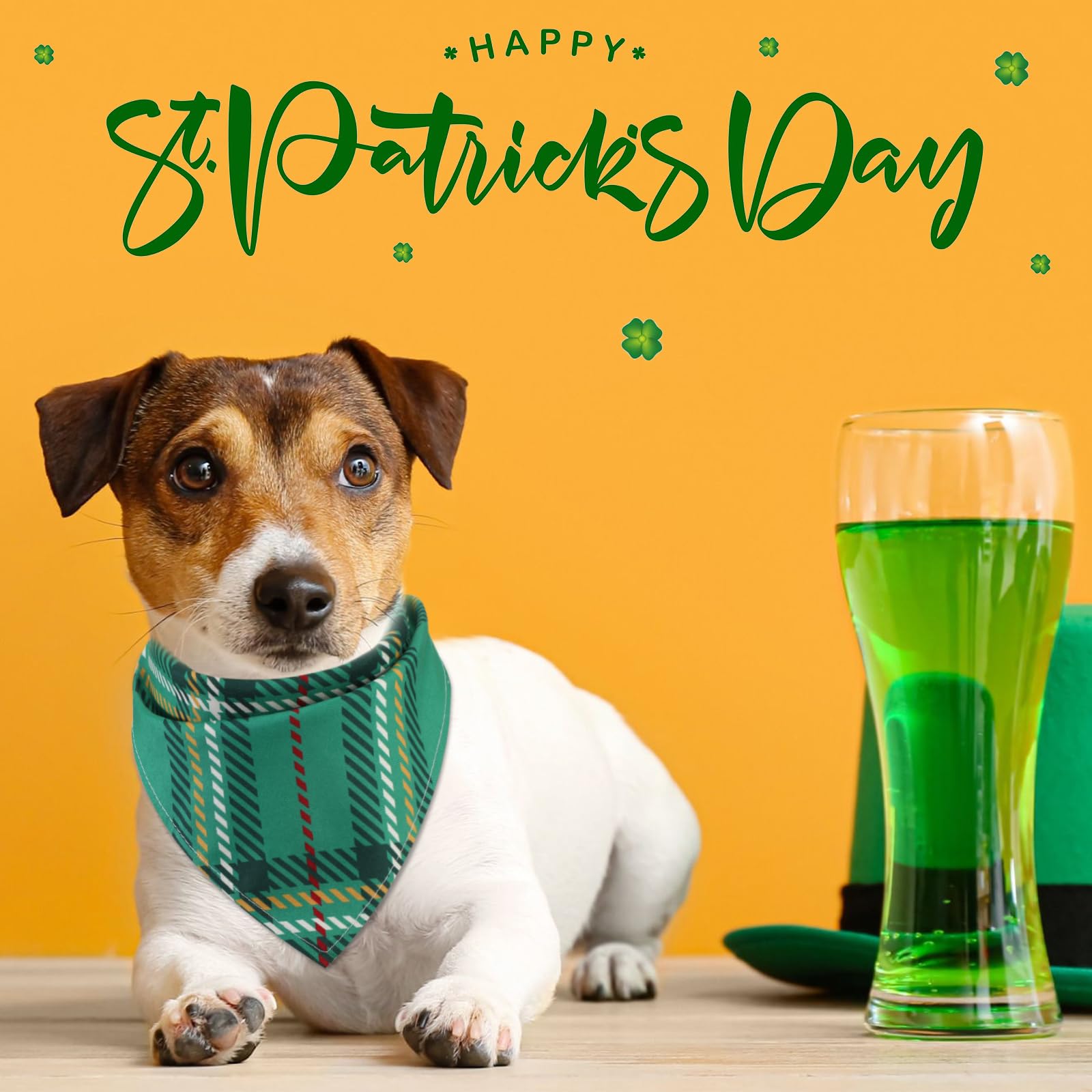 Sweetude St. Patrick's Day Halstücher für Hunde, kariert, verstellbar, waschbar, Halstuch, Urlaub, Haustierkostüm, Zubehör, Pflegezubehör für kleine bis große Katzen, 60 Stück