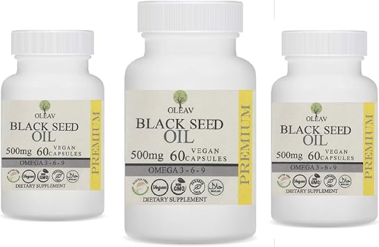 Black Cumin Seed Oil Vegan Capsules 500 mg 60 Capsules Cold Pressed Extra Virgin Oil Set of 3 Black Cuminin Seed Oil Vegan Supplement 3 Bottles
