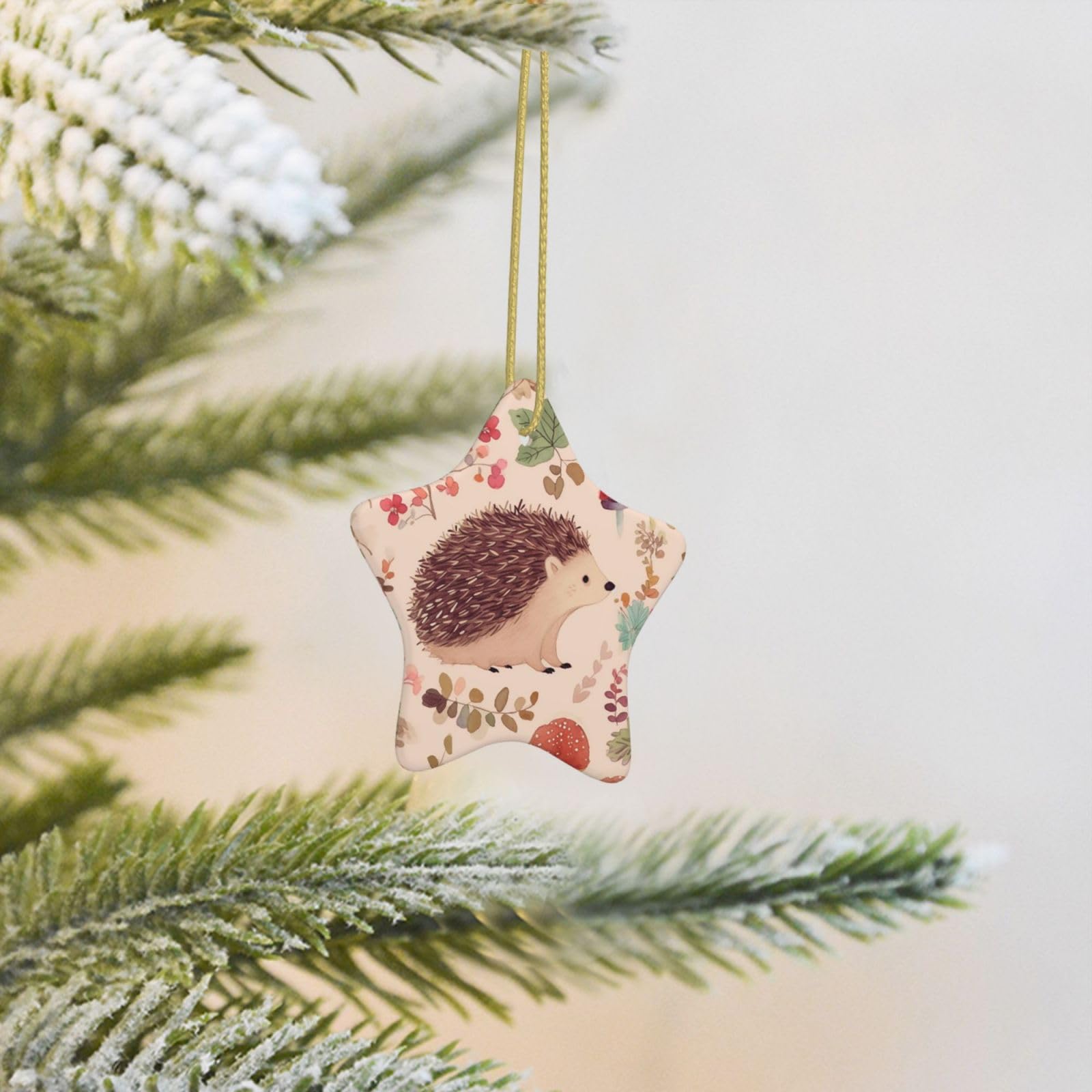Christmas Tree Decoration Hanging Star Ornament Lovely Hedgehog Ceramic Ornaments Christmas Tree Decorations Star Pendants for Xmas Tree Winter New Year Wedding Party Supplies