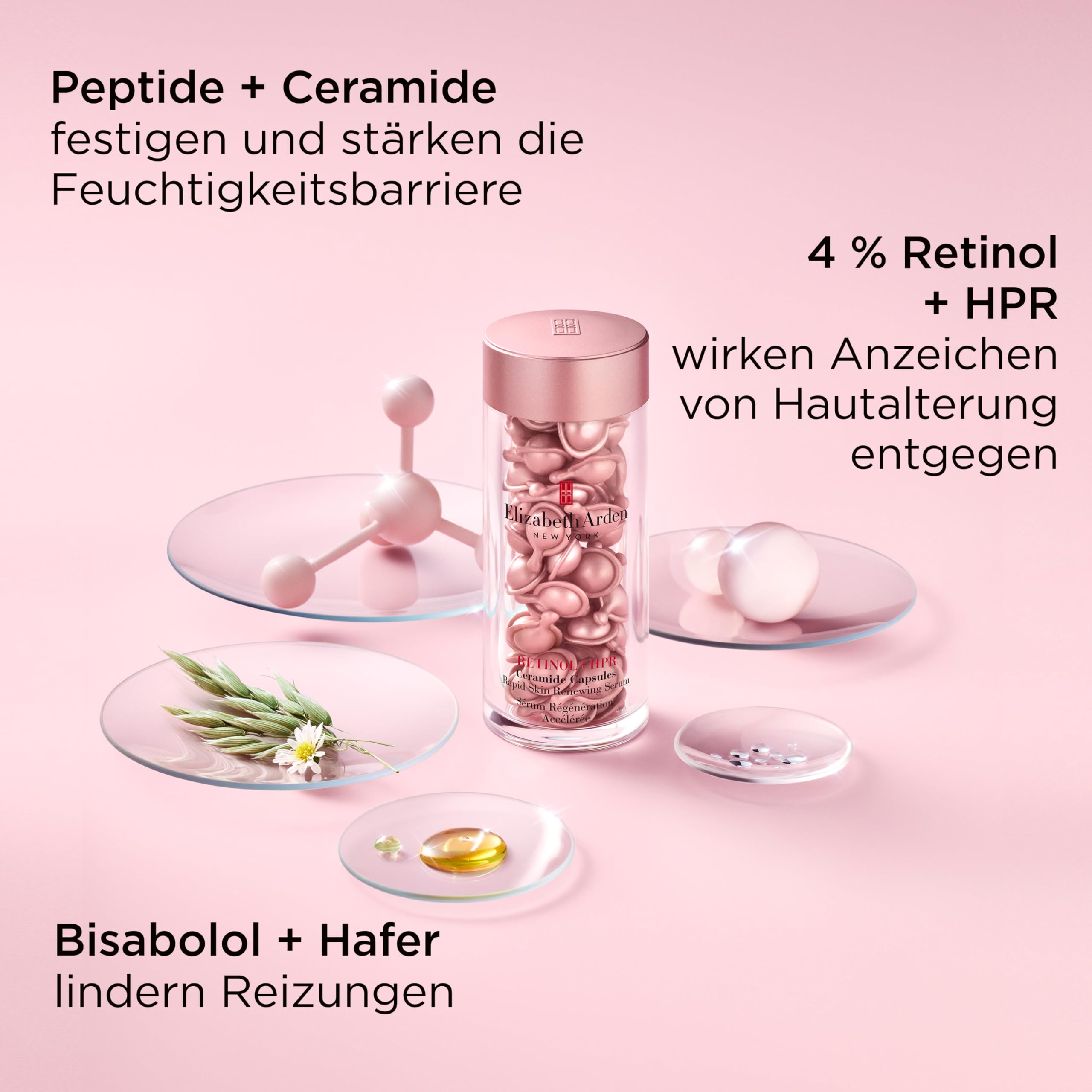 Elizabeth Arden Retinol + HPR Ceramide Kapseln Gesichtsserum 90 Kapseln | Anti-Aging-Gesichtsserum mit Retinol und Ceramiden, unterstützt ein glatteres Hautbild und verbessert die Hautfestigkeit.