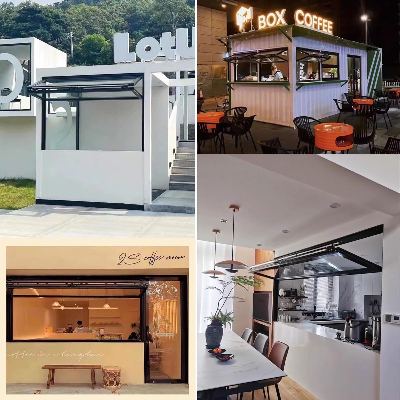 Fenêtre pliante pour service de concession, fenêtre coulissante, fenêtre de cave avec verre trempé, pour Food Trucks, stands de vente et cuisines commerciales (122 x 91 cm)
