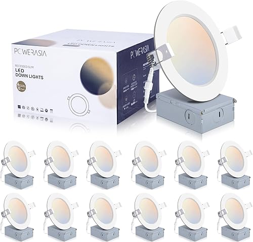 Paquete de 12 luces LED empotrables ultrafinas de 4 pulgadas con caja de conexiones 5CCT regulable 2700K3000K4000K5000K6000K 9W 700lm Can Killer disponible en Yaxa Guatemala