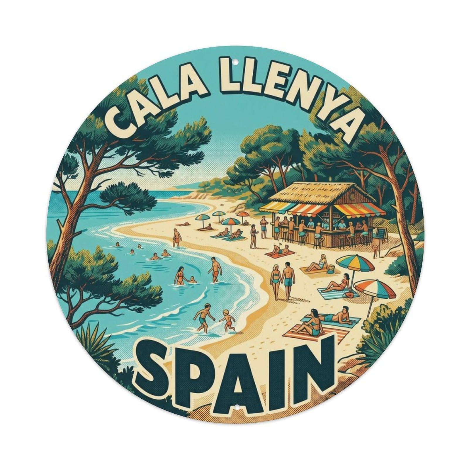 Ibiza Cala Llenya Spain Seaside Travel Destination Metal Tin Sign