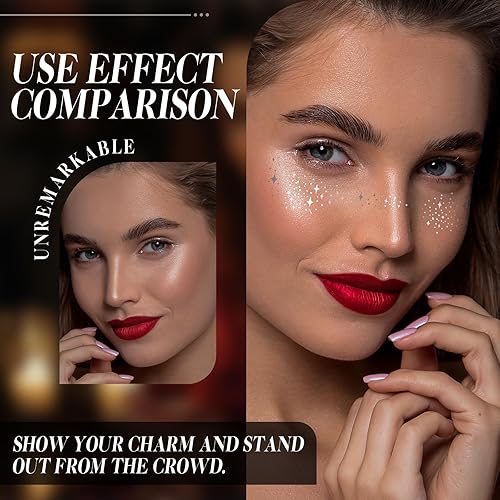 Miniatura 6 de 6 hojas de pecas con purpurina, pecas, tatuaje, rostro, parches de maquillaje de estrella plateada, pecas falsas con purpurina, accesorios de