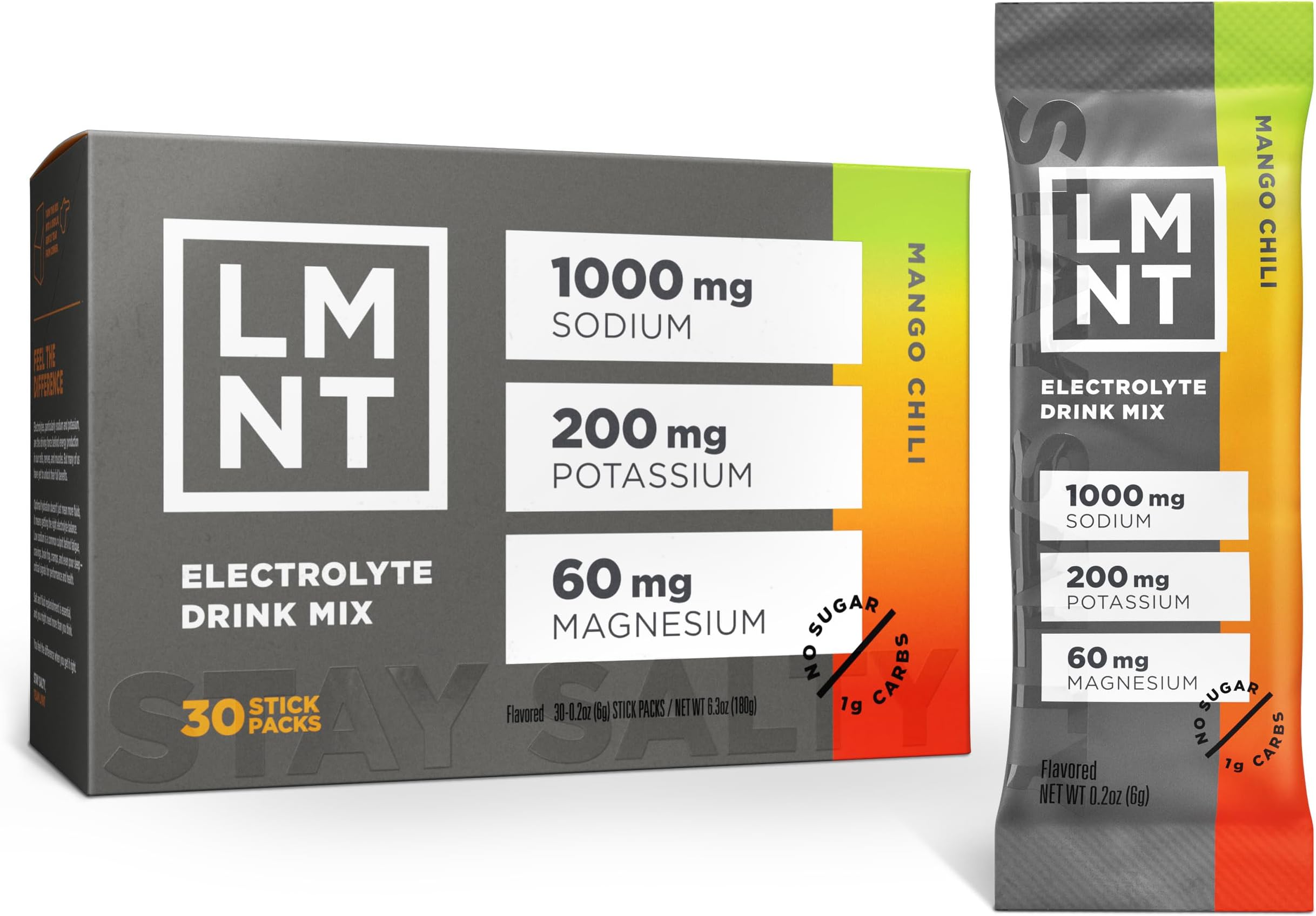 LMNT Zero Sugar Electrolytes - Mango Chili Salt | Drink Mix | 30 Count