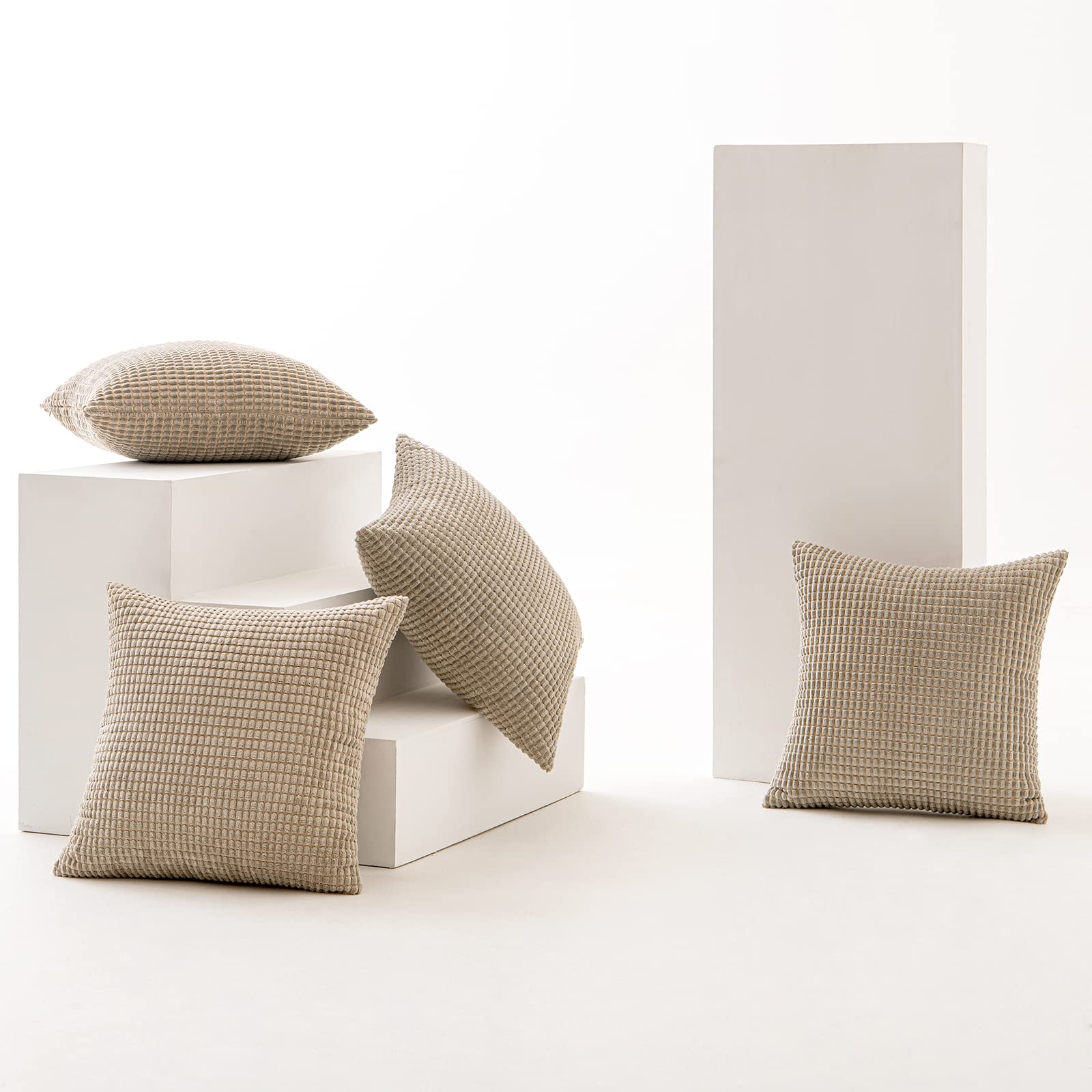 MIULEE Housse de Coussin Granulé Coussins Canape en Polyester Doux Durable Moderne Taie Oreiller Decoratif pour Sofa Salon Maison Bureau Lit Chambre 50x50 cm 4 Pièces Sable