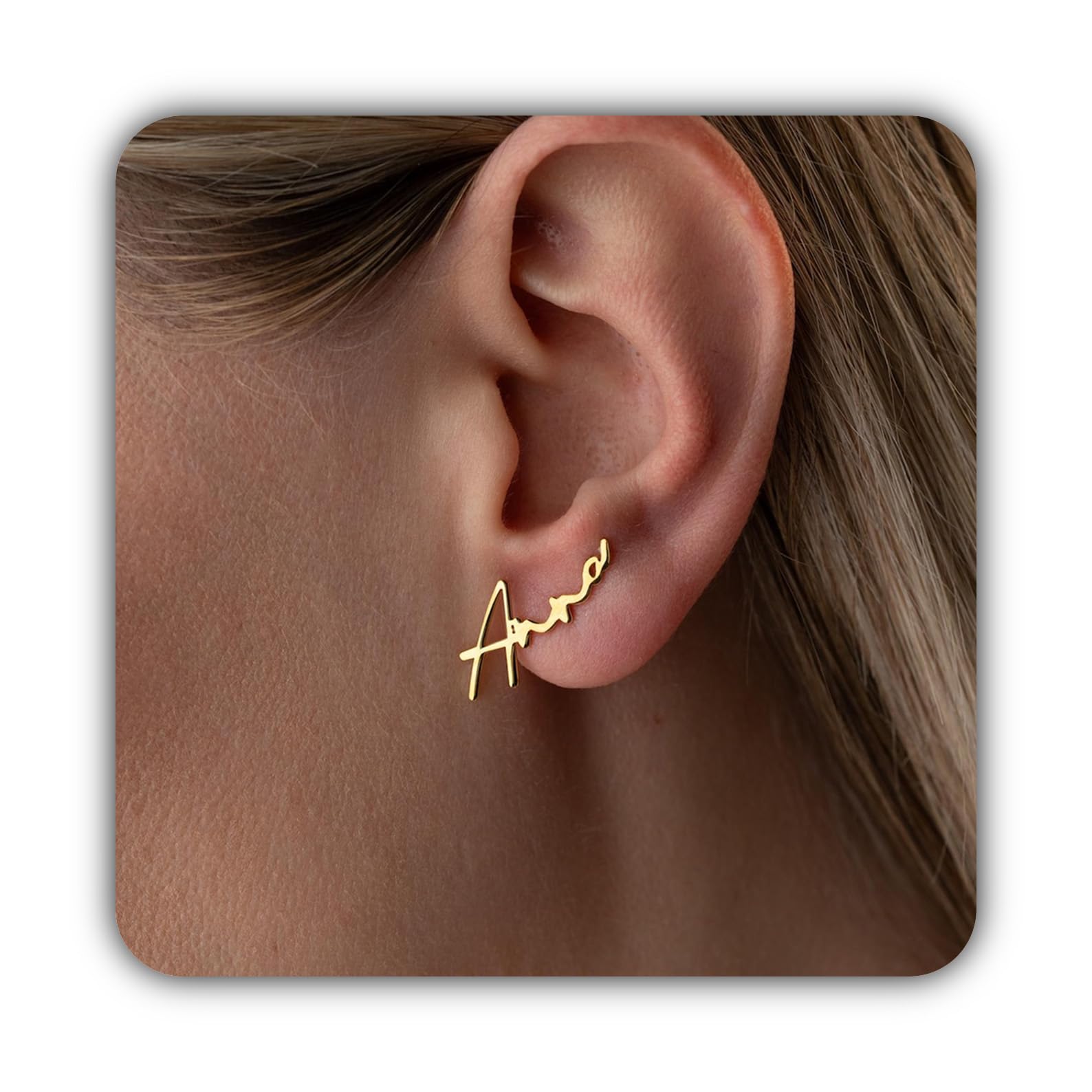 Plata de ley 925 nombre Pendientes joyería manuscrita personalizada delicado para letra