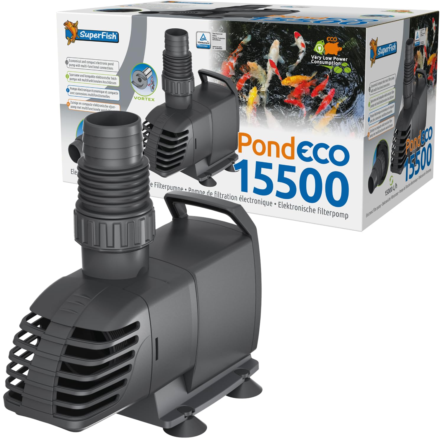 Superfish Pondeco 15500 Pond Pump Low Power 130W Wattage Energy Efficient Water Feature Eco 15,000 L/H