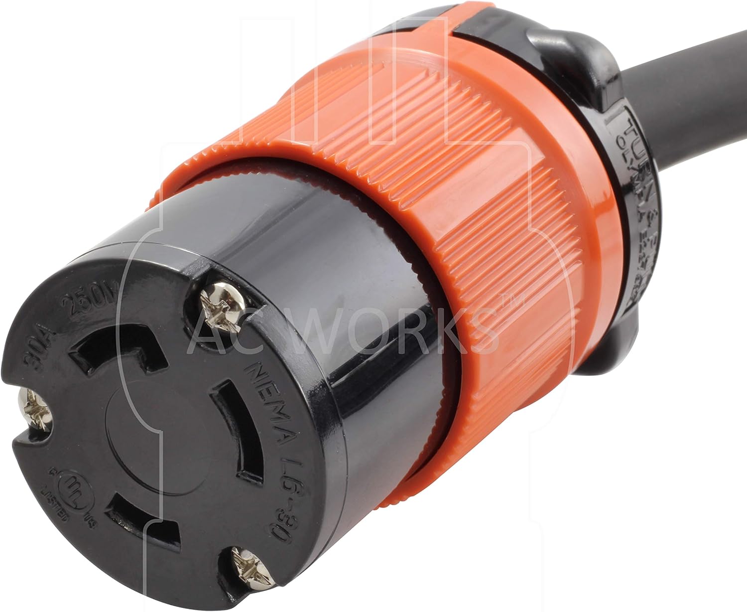 AC WORKS NEMA L6-30 Rubber SOOW 10/3 Extension Cord (75FT)