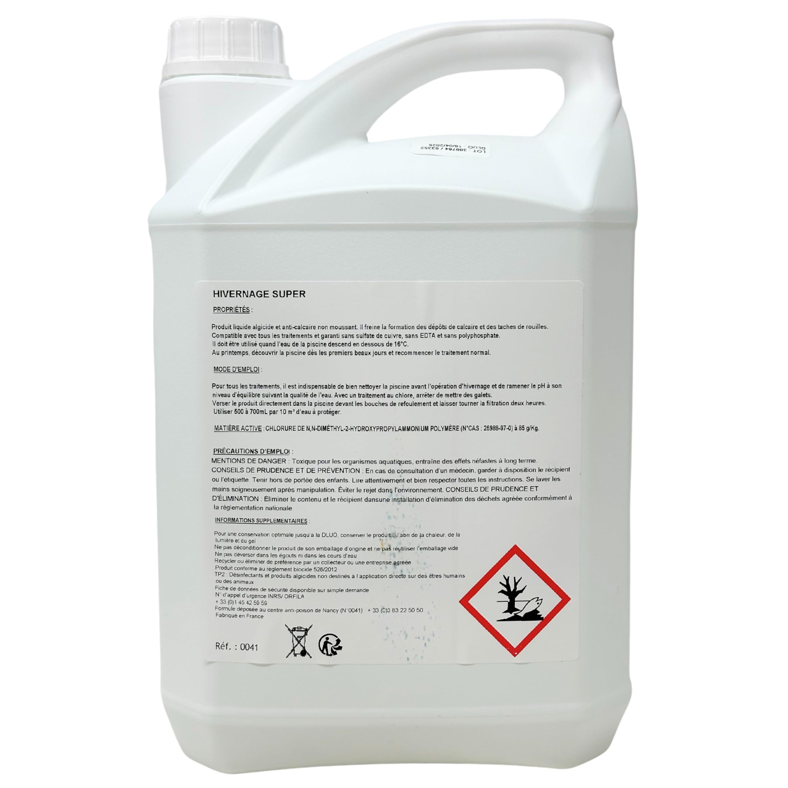 Hivernage Super Piscine, Traitement Anti Algues Vertes │Produit d’Hivernage Non Moussant pour Piscines, Efficace contre Dépôts Calcaires 5L│Empêche le Développement des Algues et les Taches de Rouille