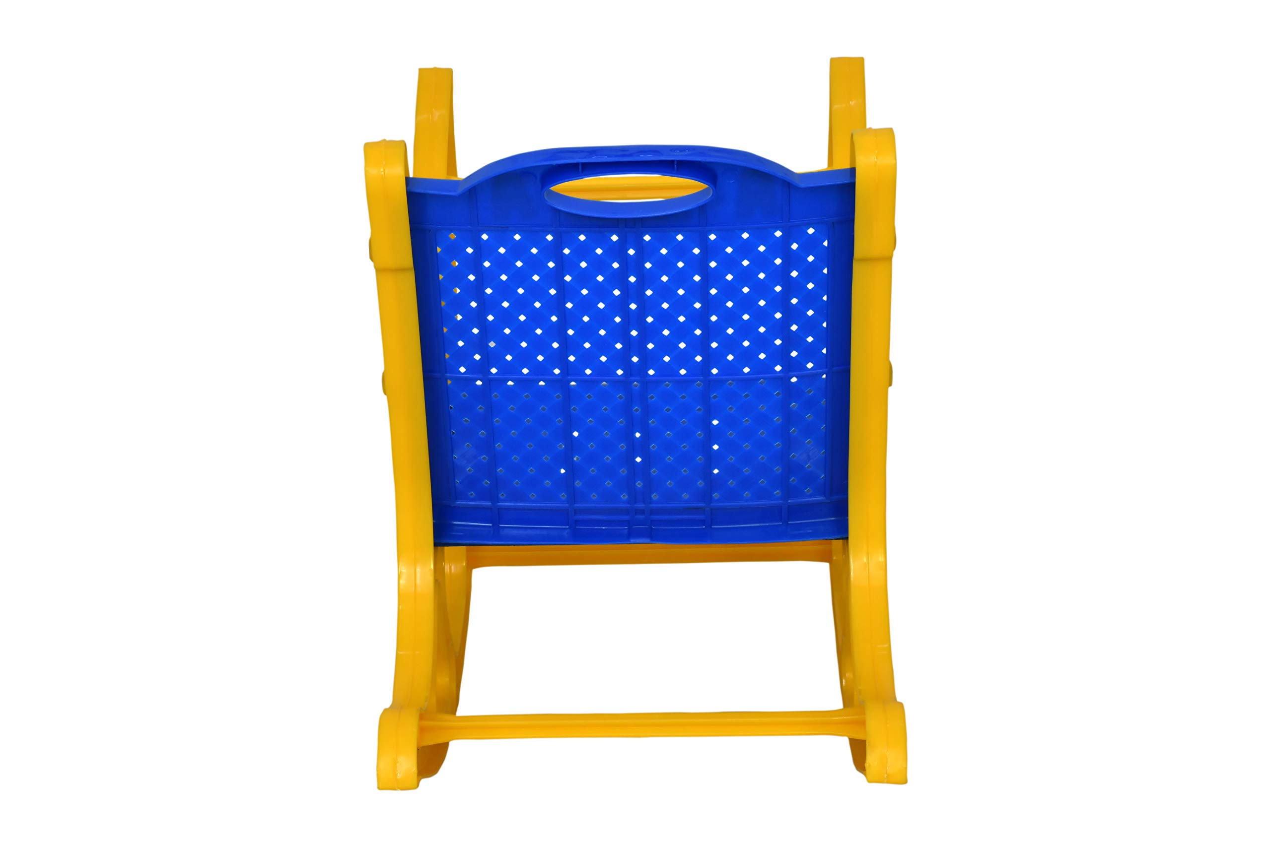 Prima Baby Rocking Plastic Chair for Kids, Toddlers, Rocker and Bouncer with Backrest for 6 Month to 3 Years Age Kids, Blue & Yellow 3