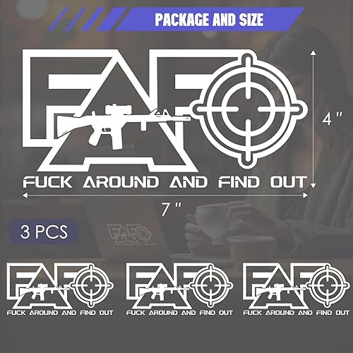 Miniatura 4 de 3 calcomanías divertidas para auto FAFO Fuck Around Find out Warning para portátilcochecamiónventanaparachoques, protegidas por F Around y descubre