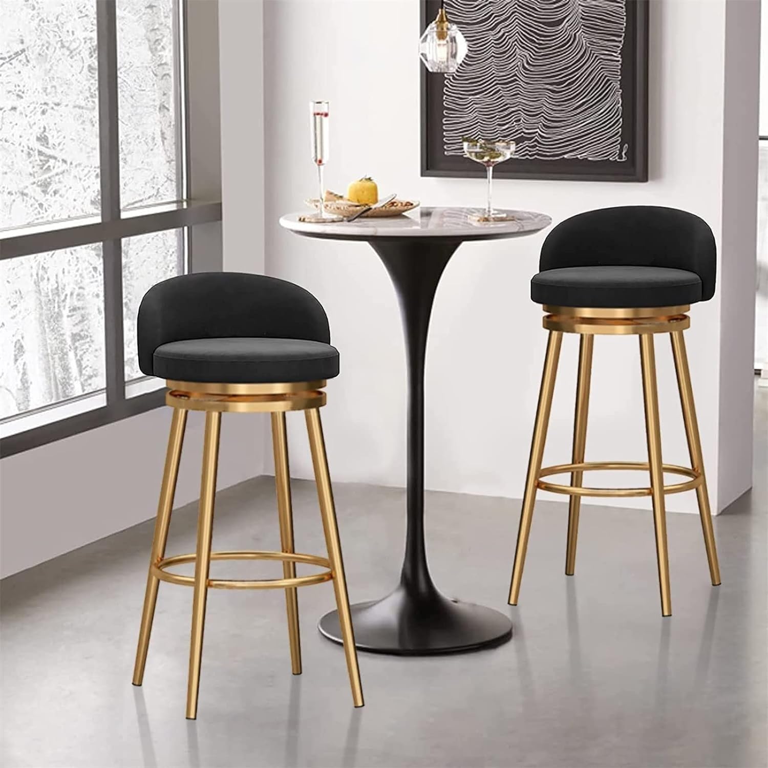 回転式バースツール 4脚セット 高さ65cm カウンター高さバースツール