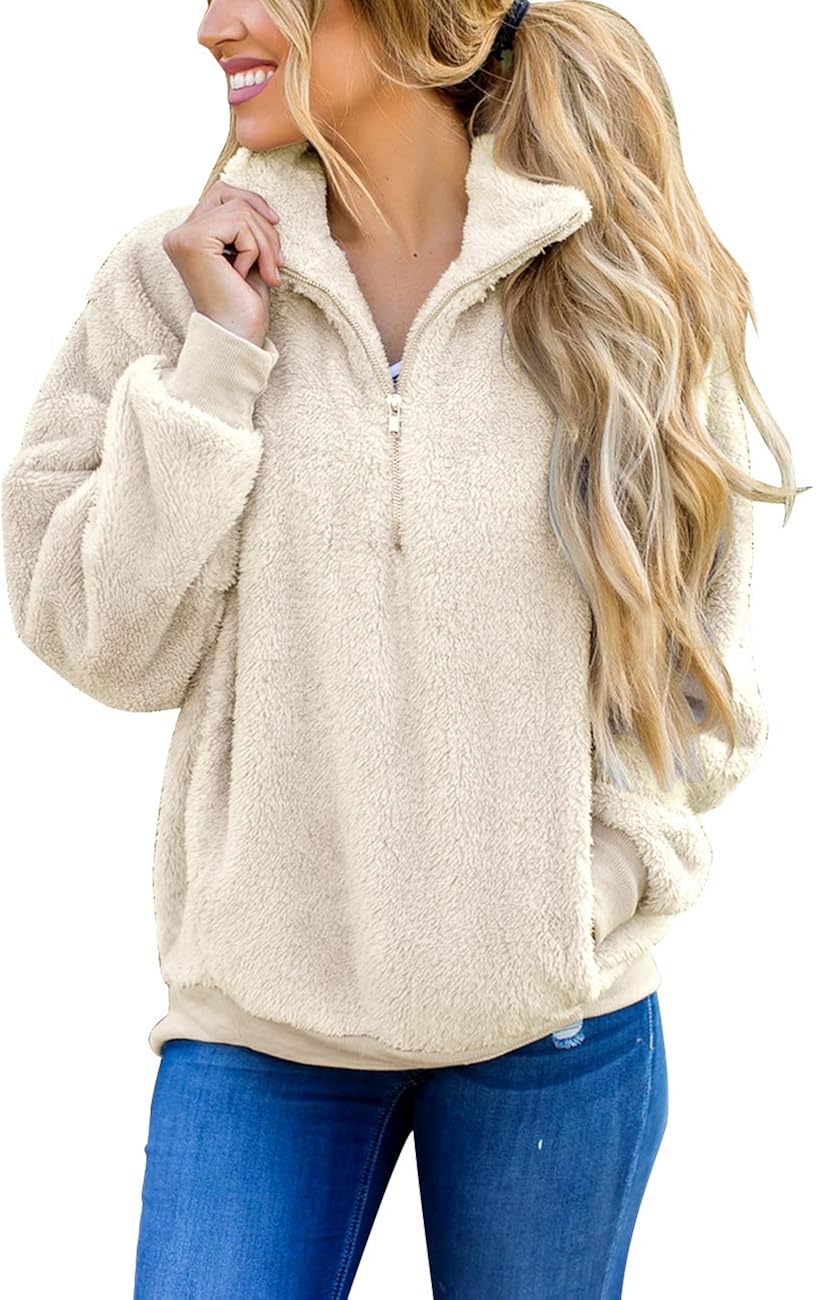 Women's sherpa pullover with pockets Clearance