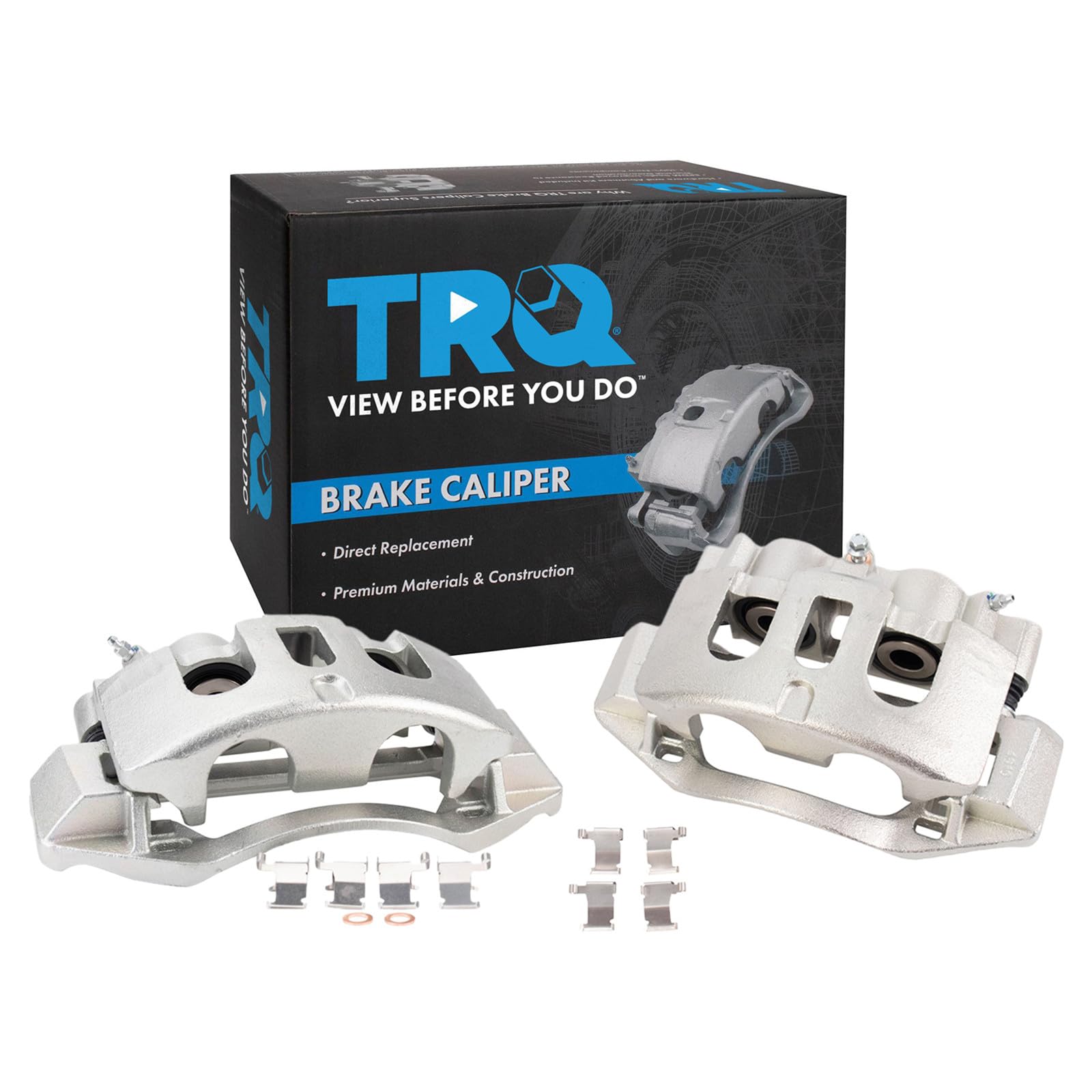 TRQ Rear Left and Right Brake Caliper Set 2 Piece Caliper Brackets Hardware