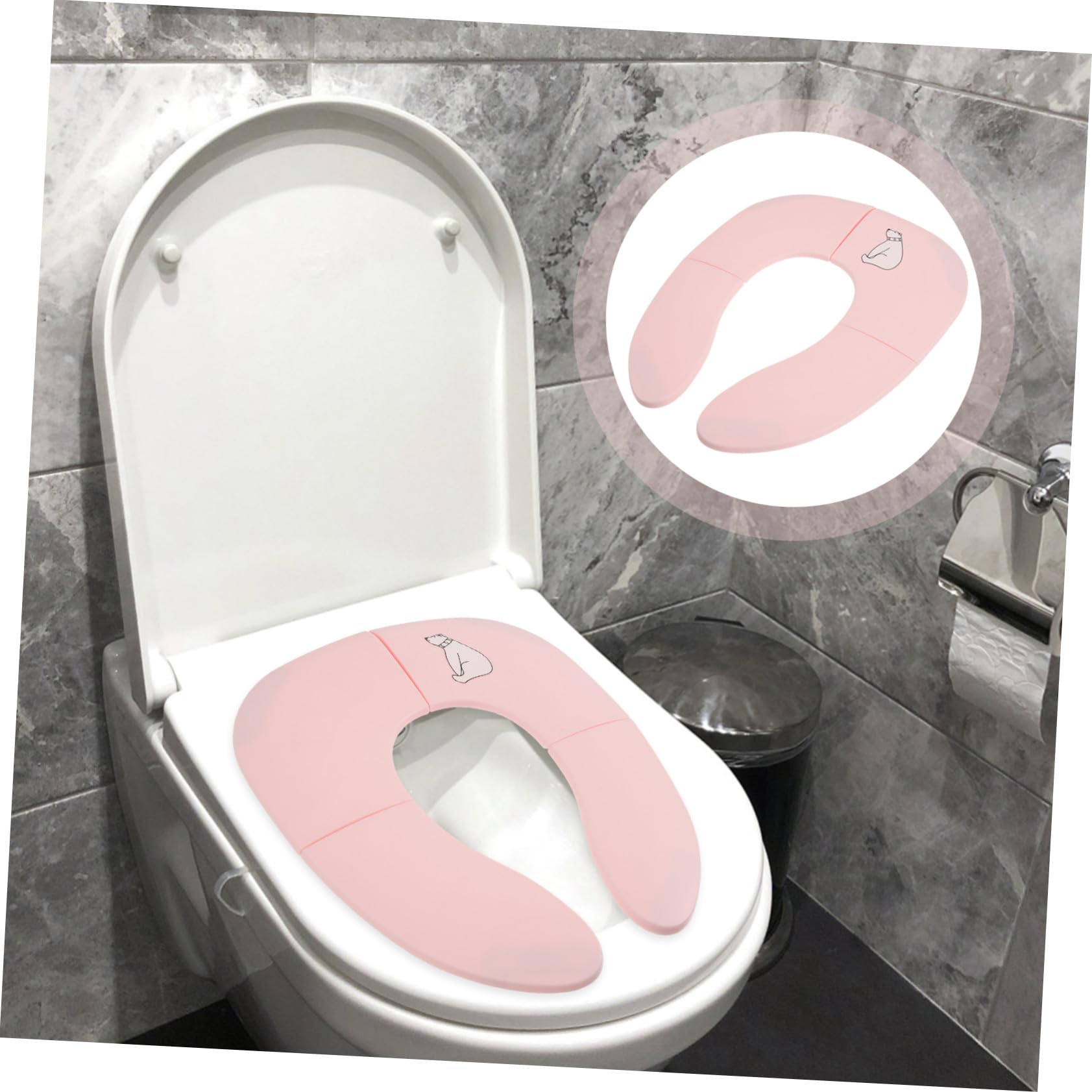 Asiento de Inodoro Portátil Plegable para Niños, Rosa, Pp