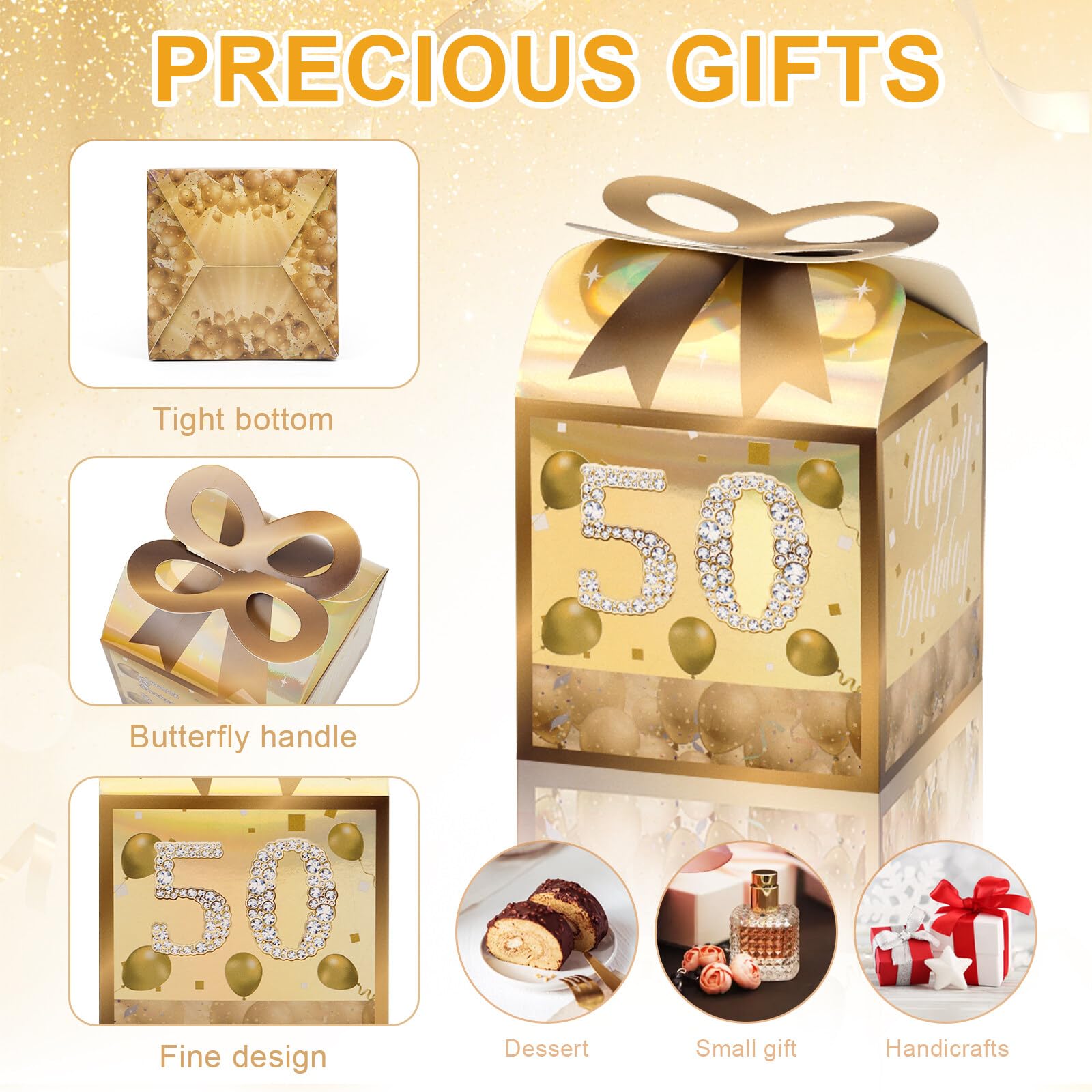 75. Geburtstag Geschenkboxen – 50 Stück In Schwarz-Gold Für Party-Deko