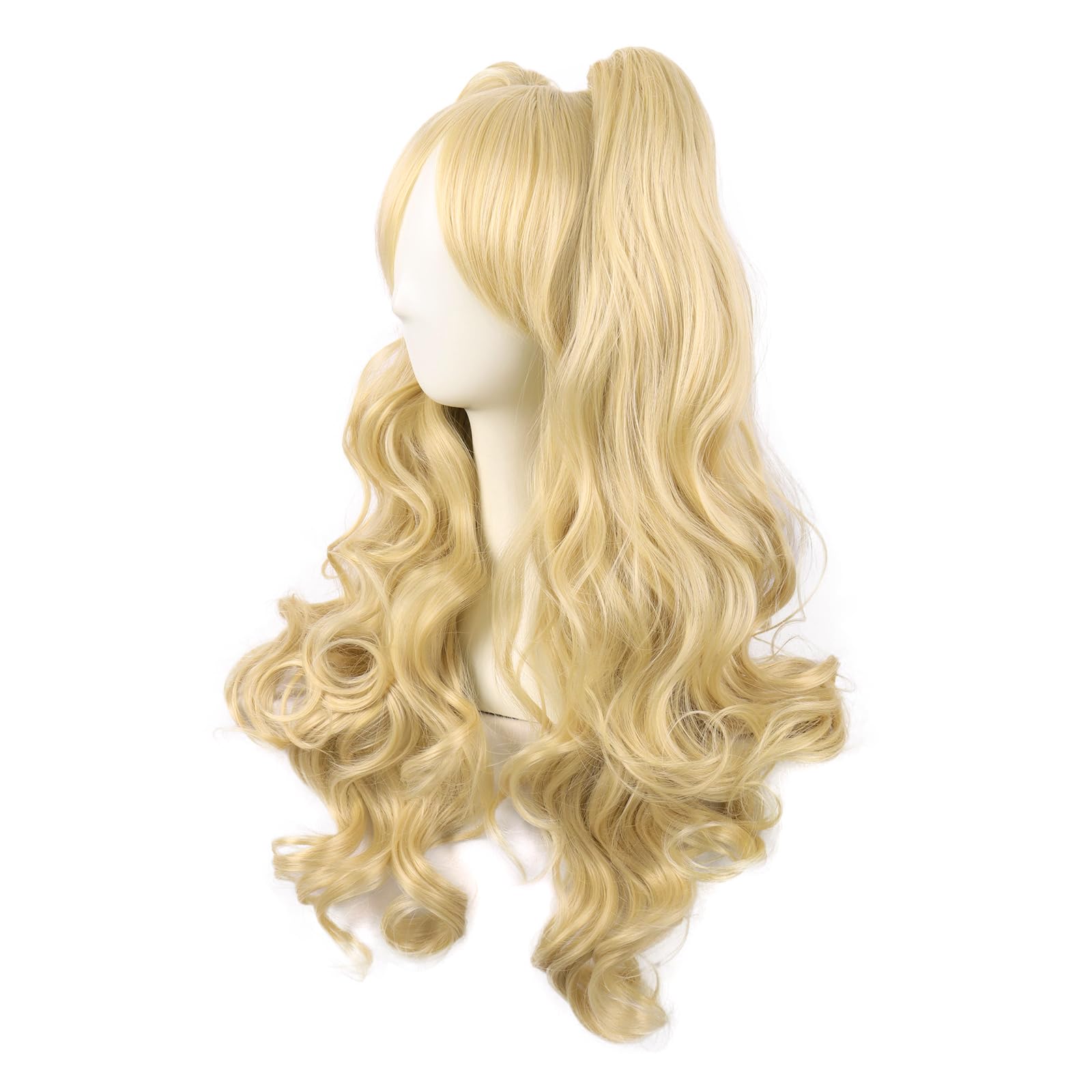 MapofBeauty 28 Pollic/70cm Lolita Lungo Ricci Clip On Code Di Cavallo Cosplay Animato Parrucca (Misto Dorato)
