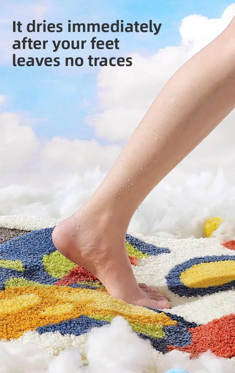 Tapis De Bain Moelleux sur Le Thème De l'espace. Tapis De Bain 3D Motif Planète, en Microfibre Floquée Ultra Douce, Antidérapant Et Absorbant(Galaxy Bus,50x80cm)