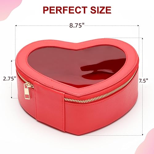 Miniatura 5 de Bolsa de maquillaje de corazón para mujer, Rojo -, Elegante, elegante