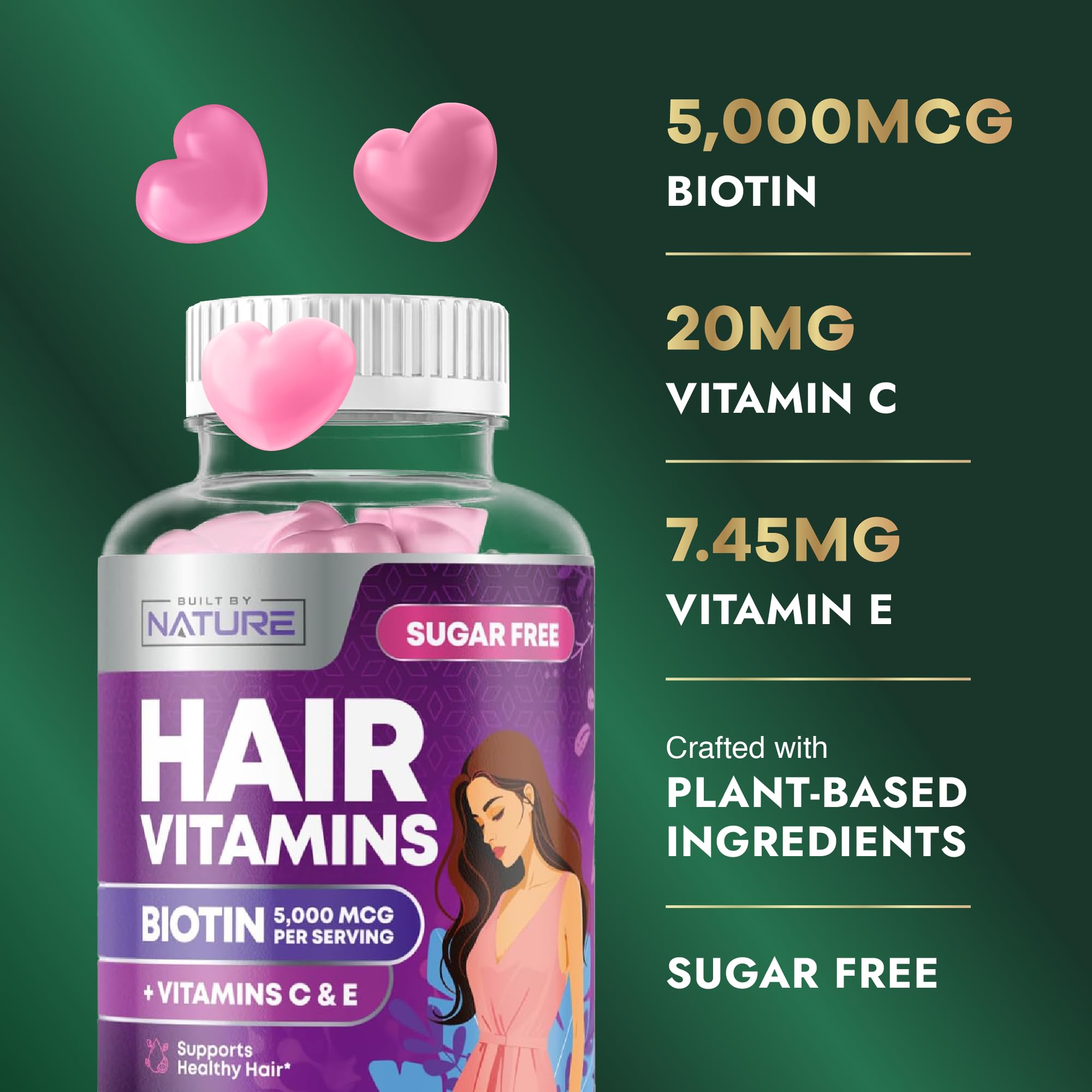 Built by Nature Hair Skin and Nails Gummies for Women, 60 Count — Amazon image 3
