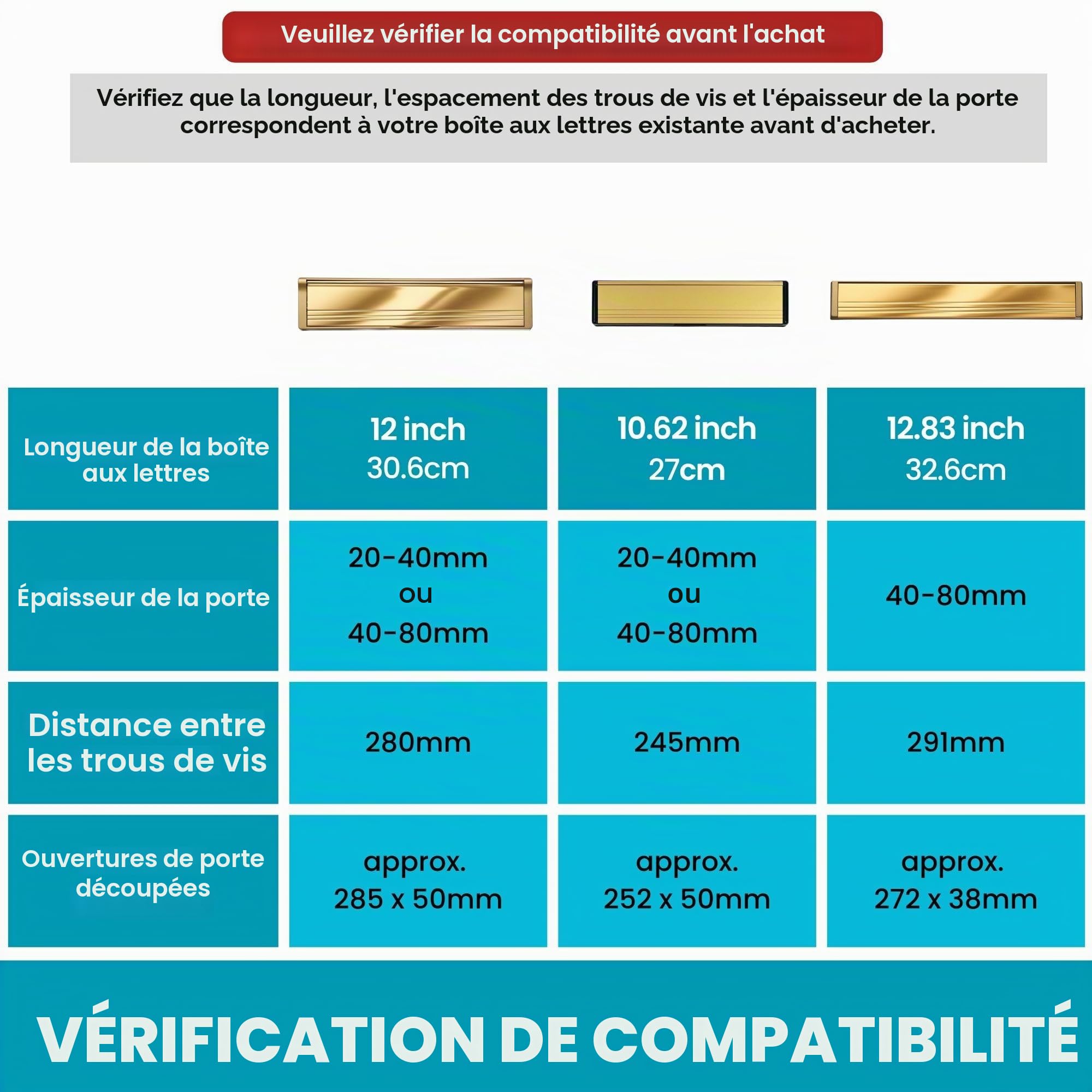 Keypak Boîte aux Lettres avec Porte à Manches de 30,6 cm – Rabat Anti-claquement et Boudin de Porte pour Portes en uPVC, Composite et Bois de 40 à 80 mm (Blanc)