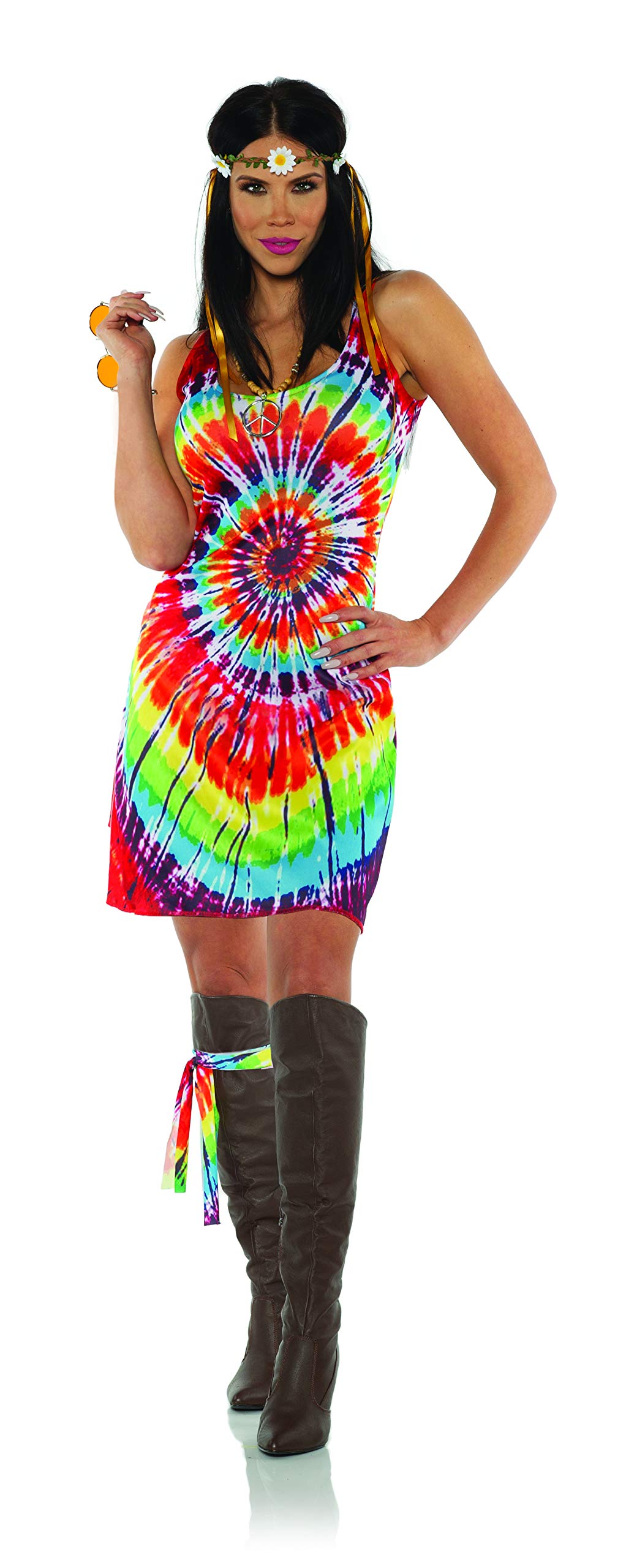 Womens Groovy 60s Tye Dye Hippie Mini Dress Costume Desertcart INDIA