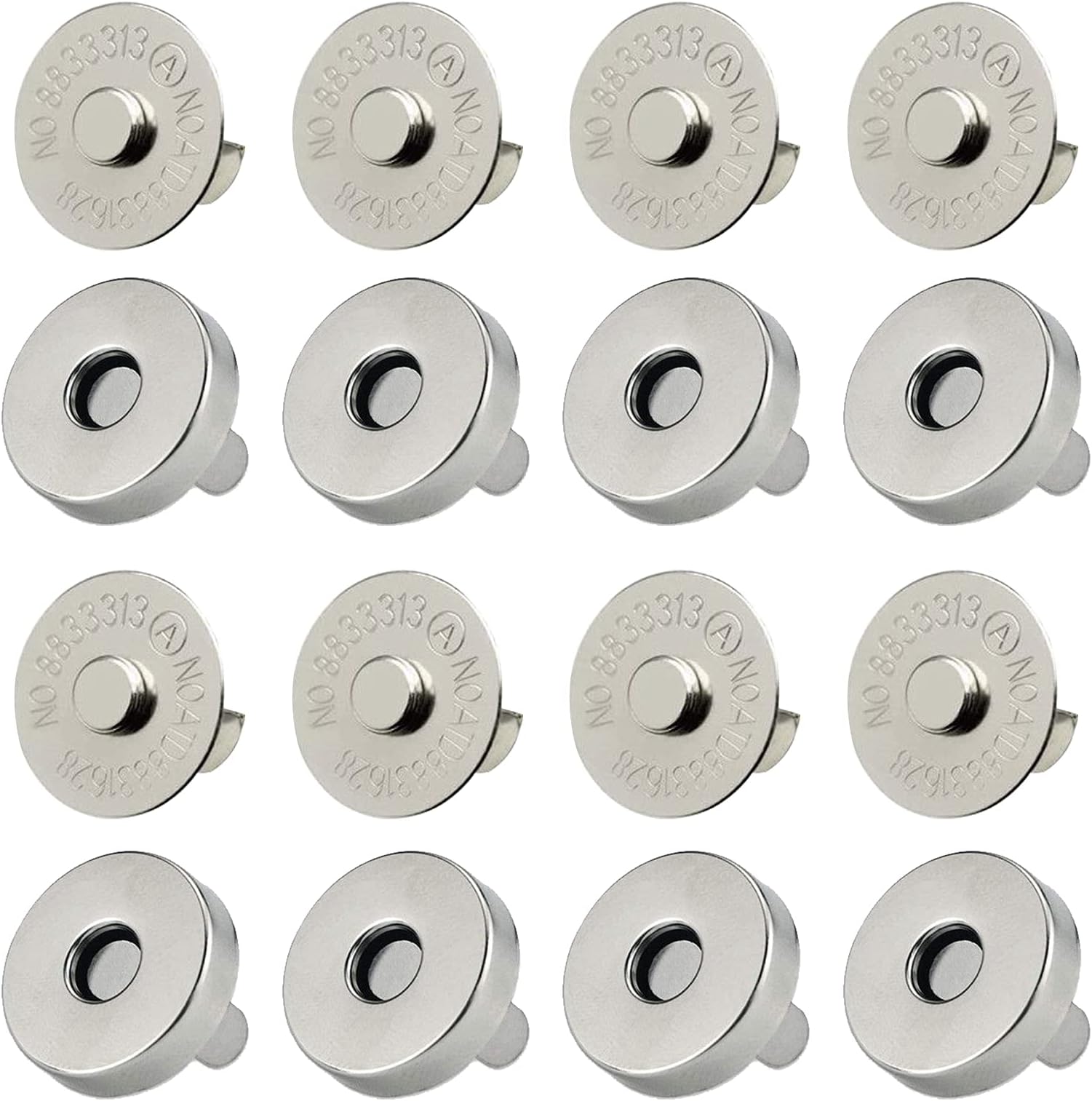 WORAMUK 20 Set Magnetic Snaps, Purse Magnetic Bag Fastener Clasp Magnetic Button Replacement Kit for Sewing, DIY Craft, Purses, Bags, Clothes, Leather (Silver 14MM)
