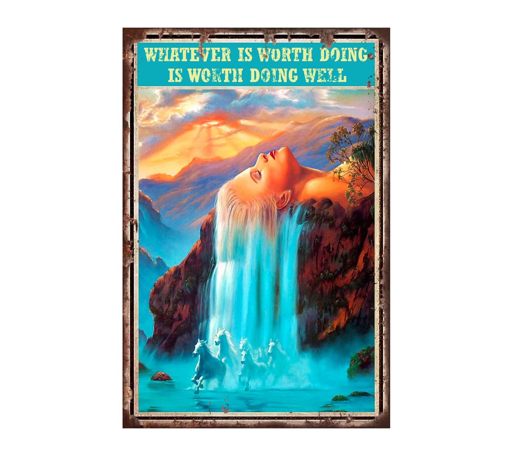 Retnerds Women Inspirational Quote Wall Art Signs - Whatever Is Worth Doing Is Worth Doing Well - Vintage Metal Tin Sign Posters Prints Decor