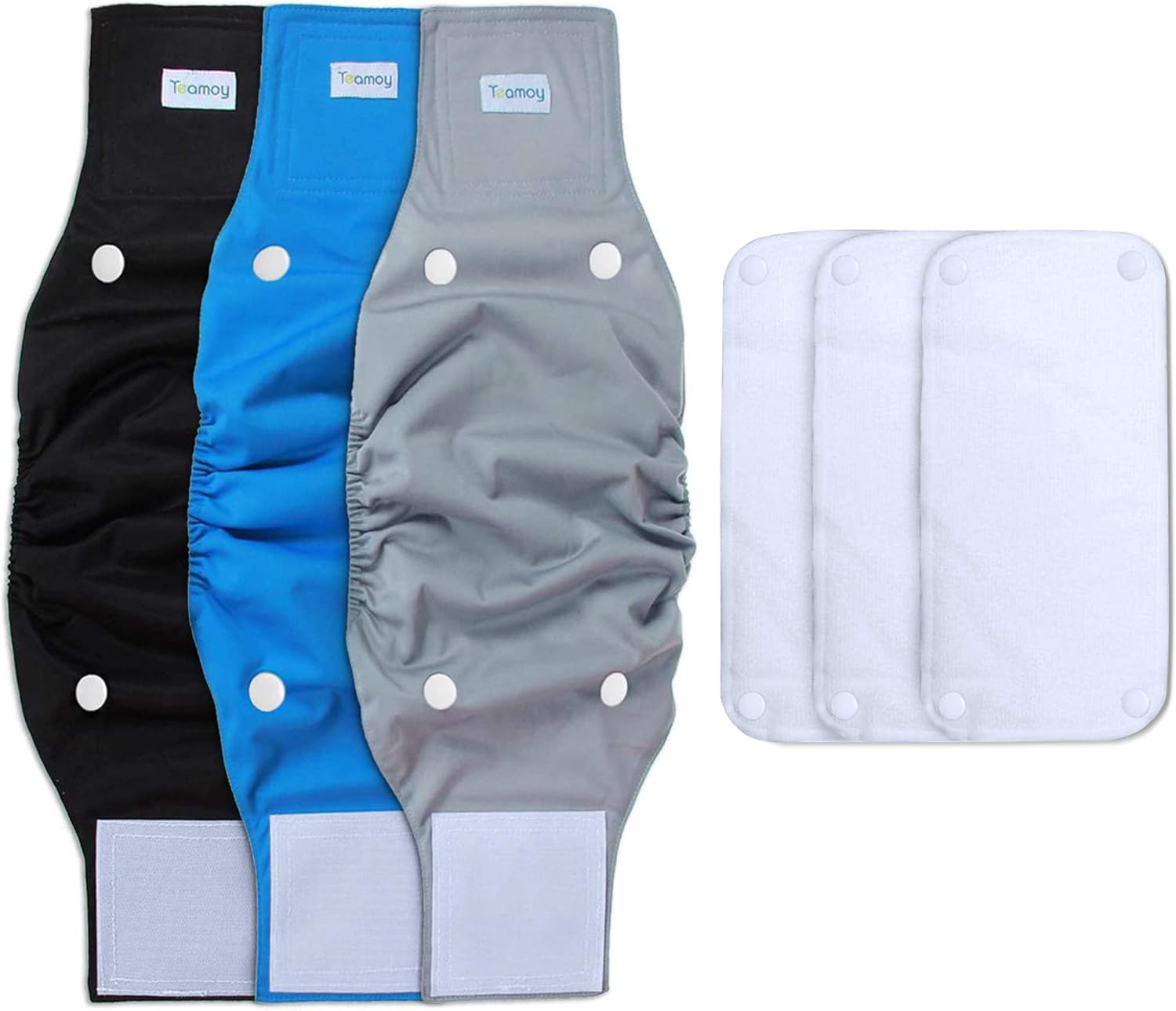 Teamoy Belly Bands for Male Dogs with Removable Pads, Reusable Washable Puppy Dog Diaper Wraps(Pack of 3), L1